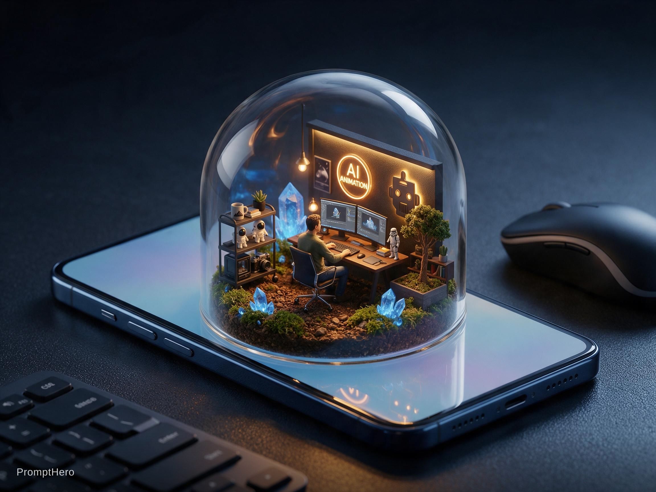 صورة مولدة بالذكاء الاصطناعي: Seedream 5 prompt: A hyper-realistic isometric 3D render. A modern gl... (نموذج Seedream 5 - تصوير فوتوغرافي)