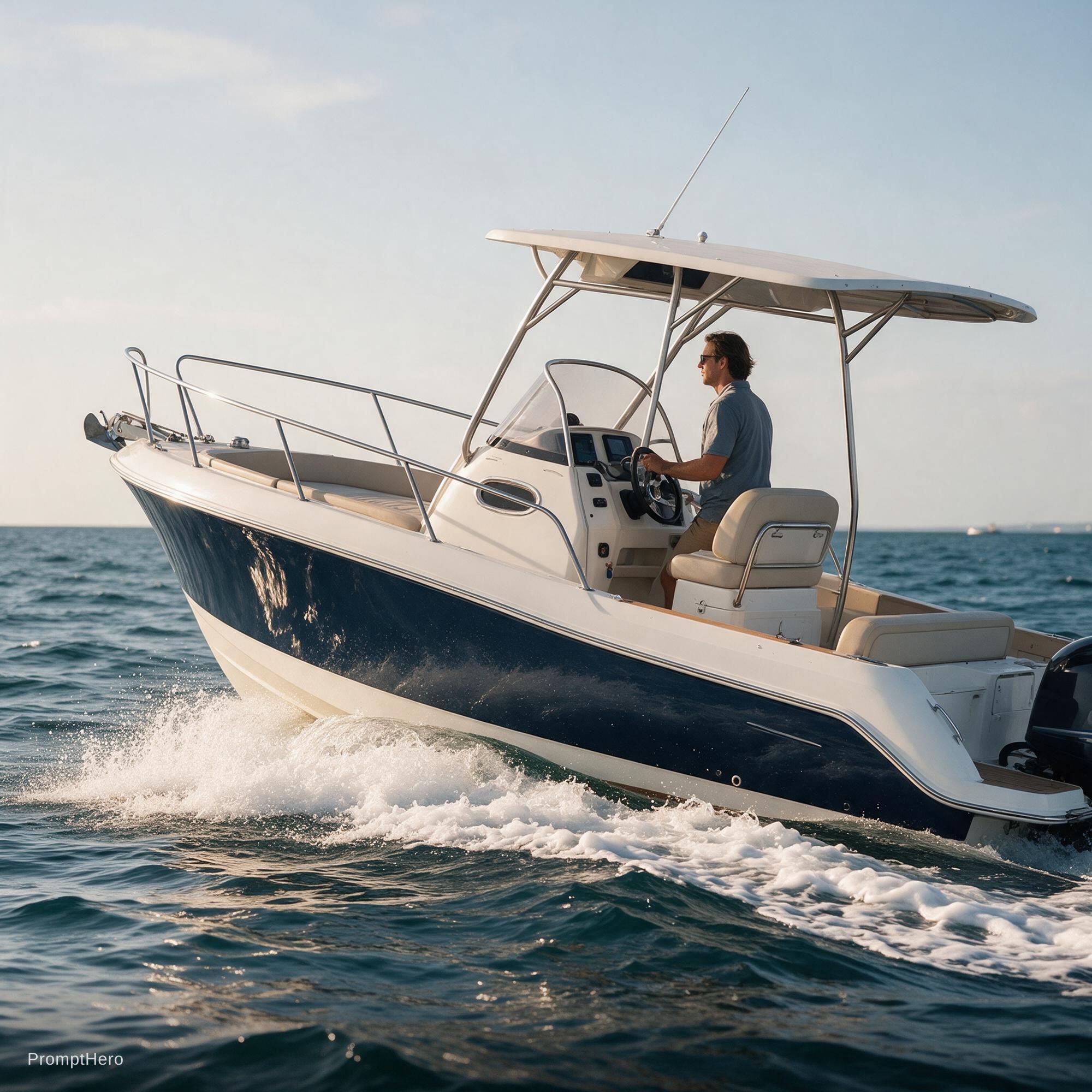 صورة مولدة بالذكاء الاصطناعي: Seedream 5 prompt: sea waves with a nice yacht and me sailing it (نموذج Seedream 5 - مناظر طبيعية)