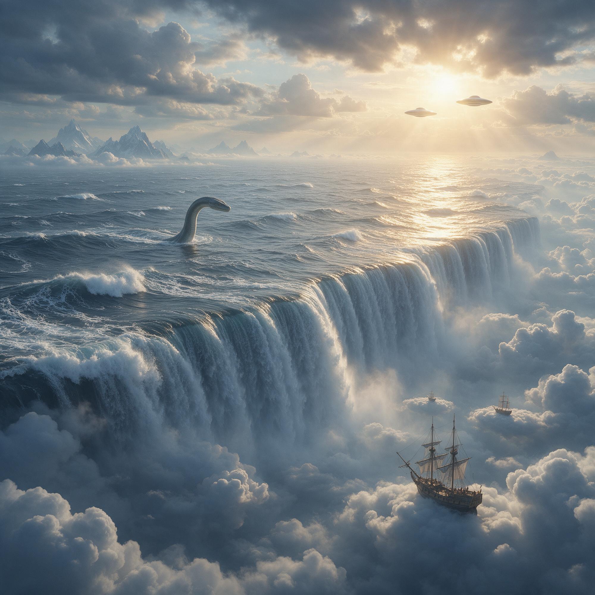 AI generated: Seedream 5 prompt: A breathtaking endless ocean floating high above t... (Seedream 5 - Landscapes)