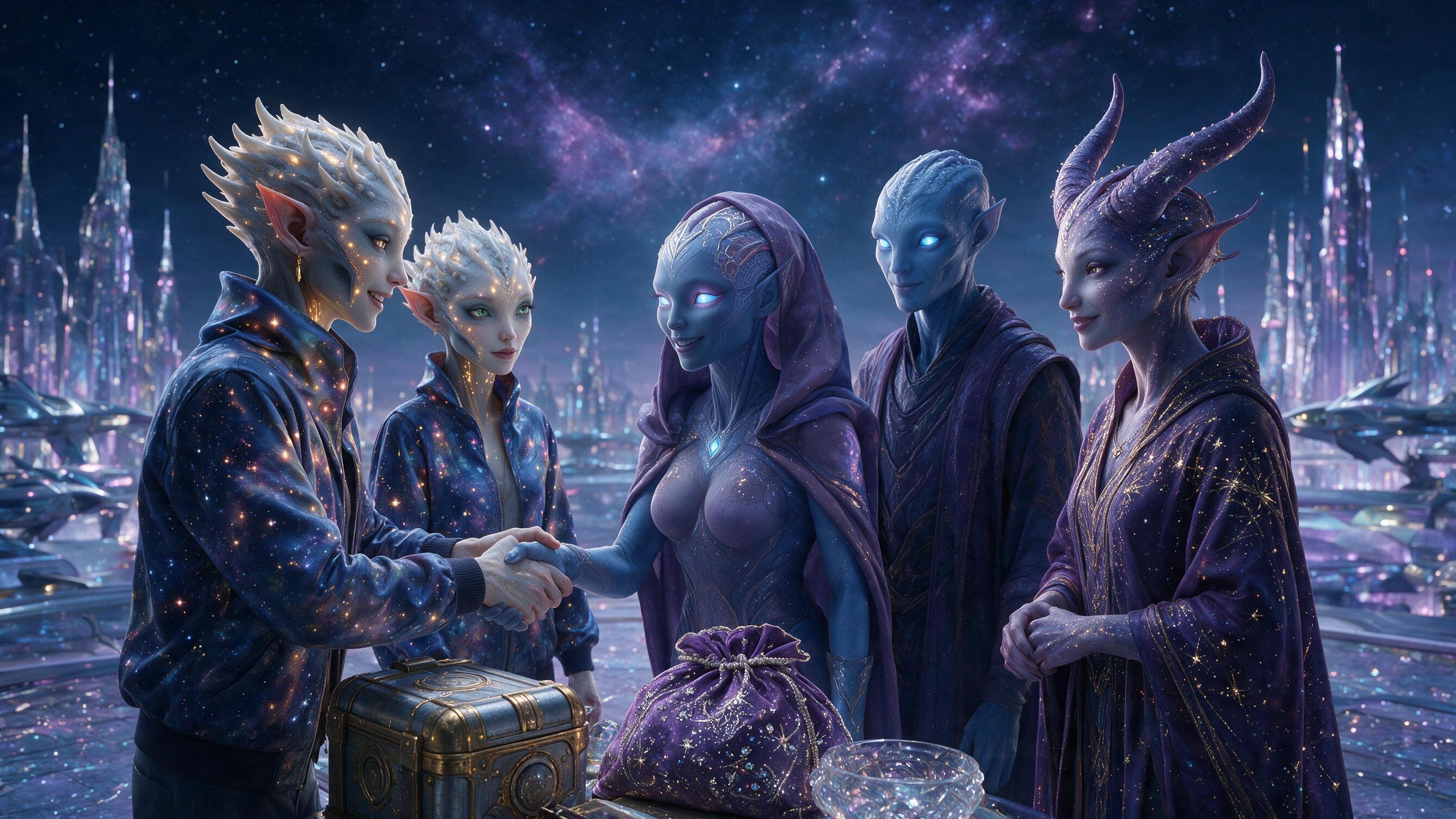 AI generated: Seedream 5 prompt: Show as one image: different species, Males and Fe... (Seedream 5 - Concept Art)