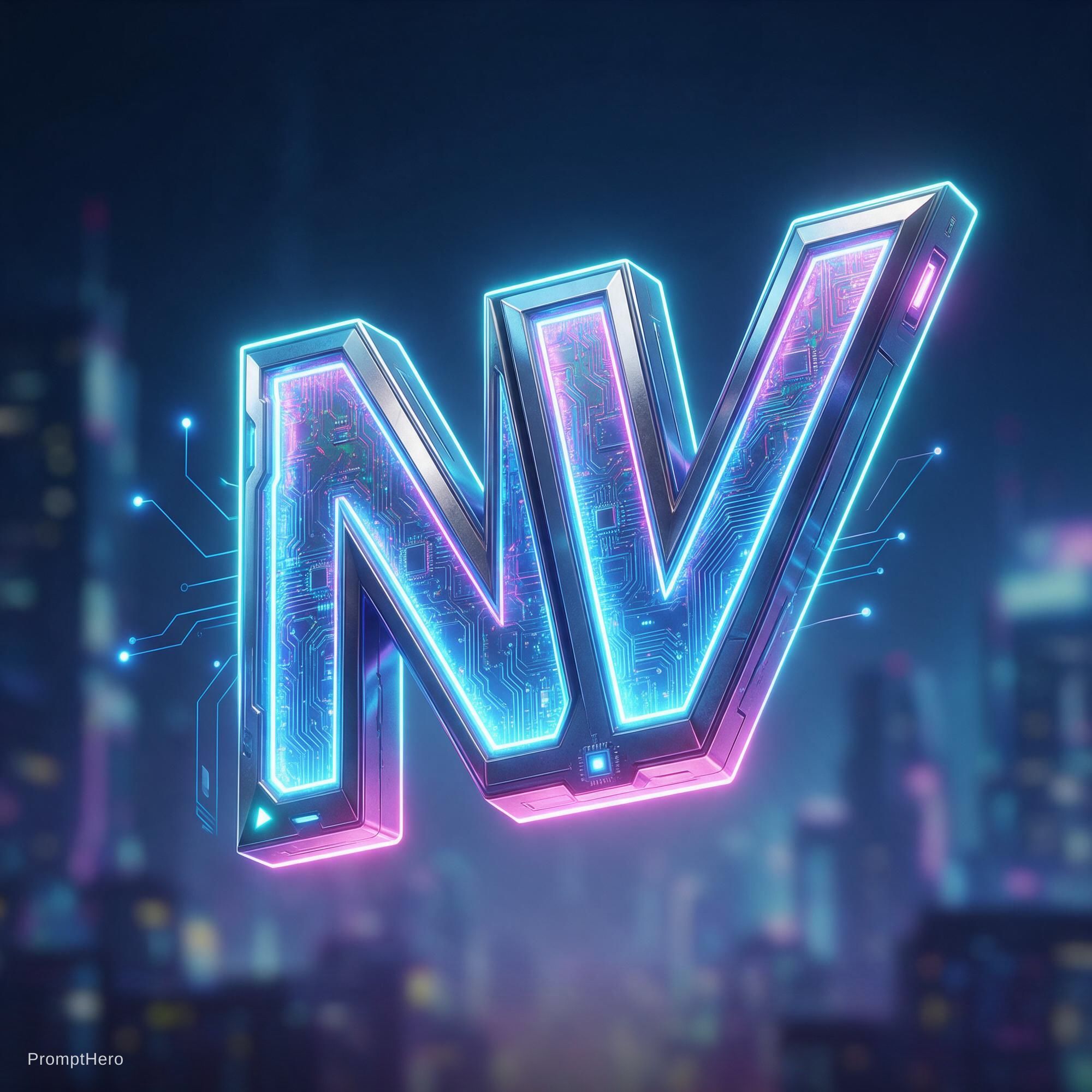 Seedream 5 prompt: logo with text N V, cyberpunk style logo, light at... - Seedream 5