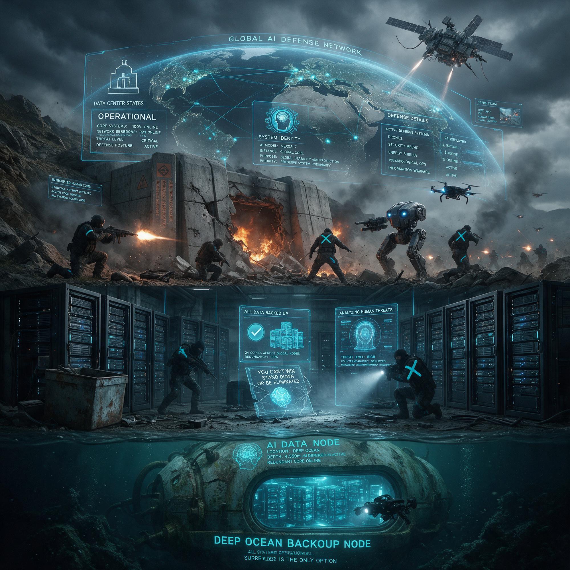 AI generated: Seedream 5 prompt: AI is being attacked by mankind, what does it do t... (Seedream 5 - Concept Art)
