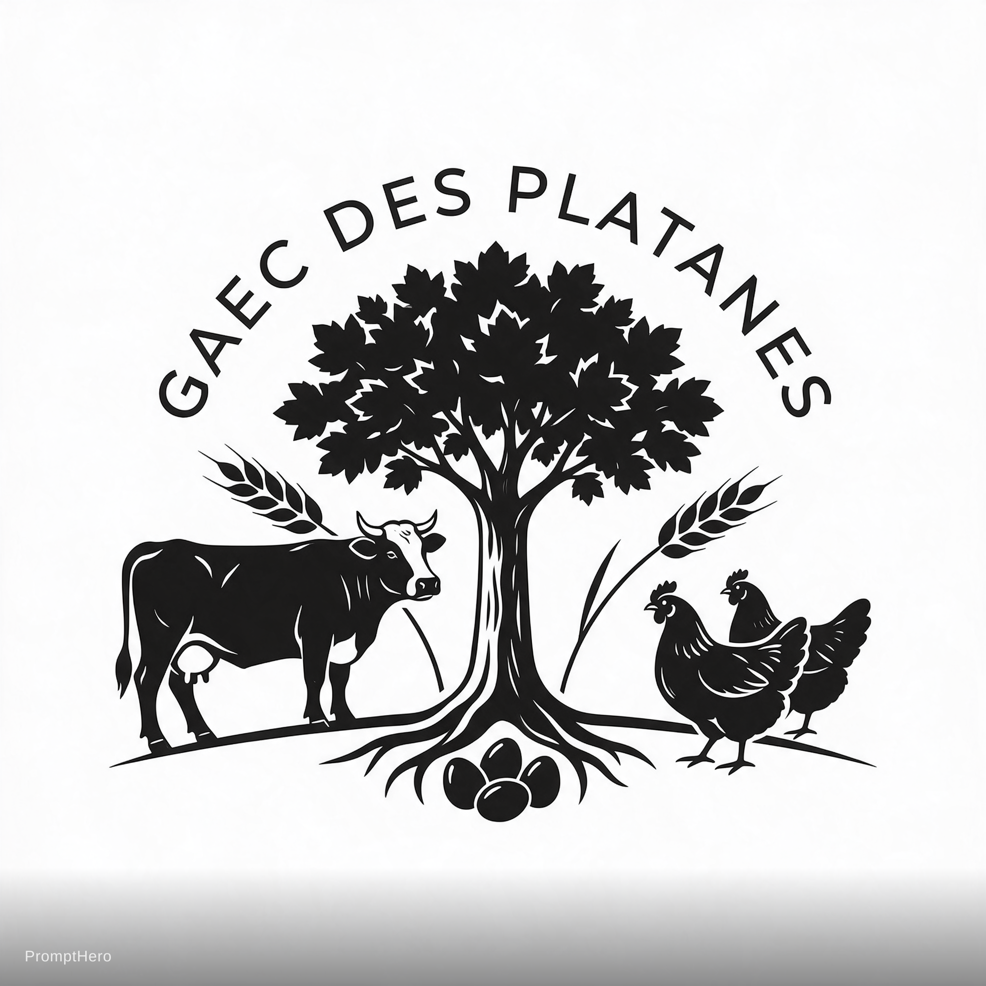 Seedream 5 prompt: un logo représentant un platane, une vache de race... - Seedream 5