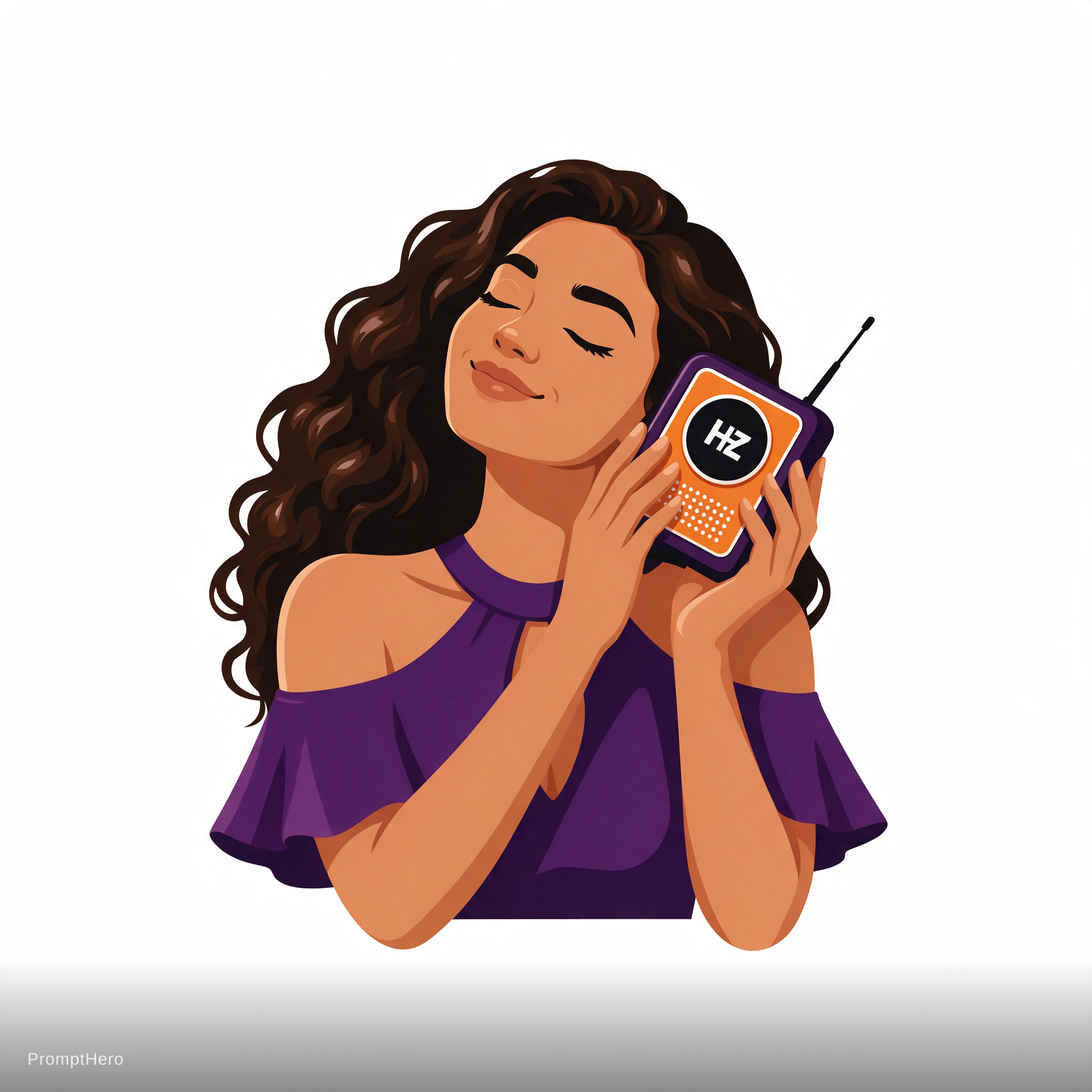 AI generated: Seedream 5 prompt: CHICA LATINA DE 25 AÑOS ESCUCHANDO RADIO "H,Z" (Seedream 5 - Concept Art)