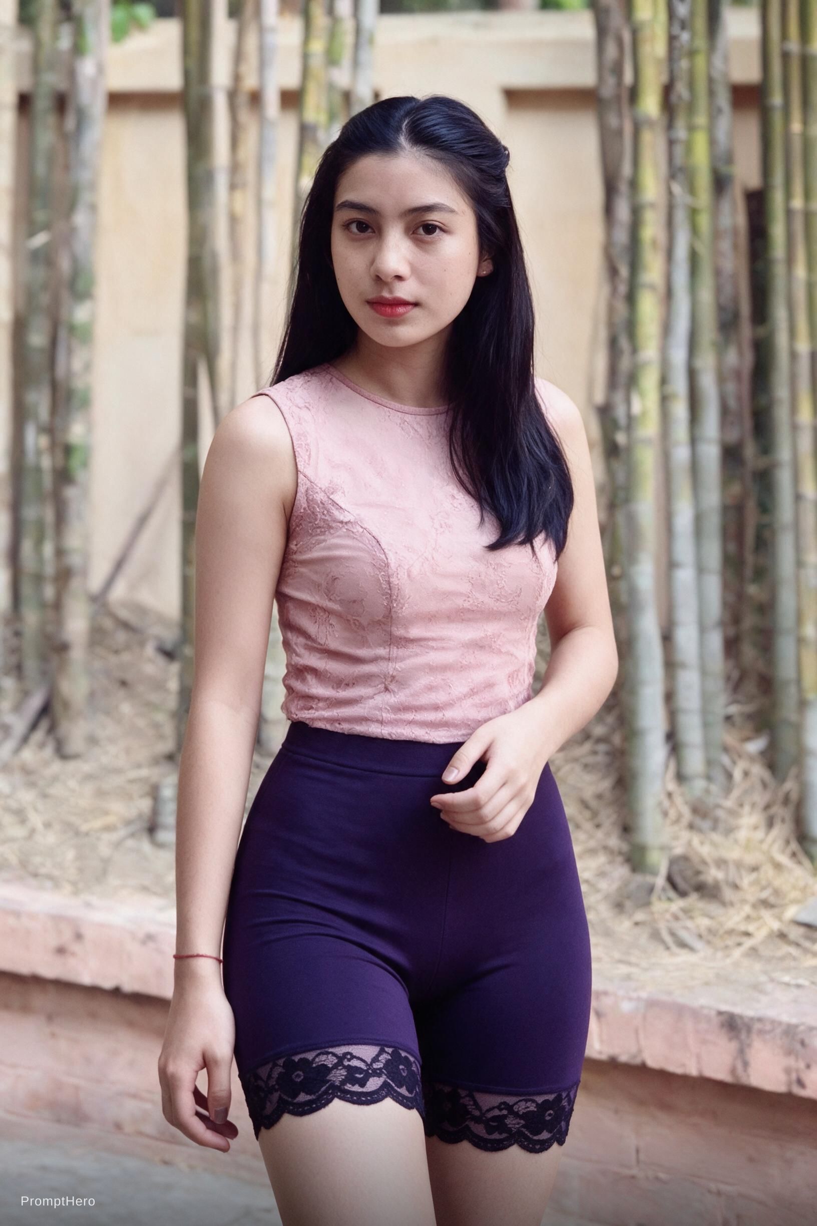 صورة مولدة بالذكاء الاصطناعي: Seedream 5 prompt: Please put these pants on her bottom. (نموذج Seedream 5 - فن مفاهيمي)