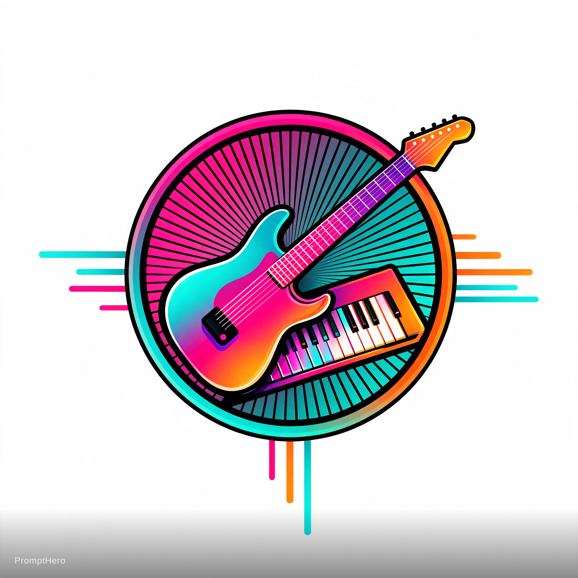 صورة مولدة بالذكاء الاصطناعي: Seedream 5 prompt: Band Version 80 y 90 music neon colors (نموذج Seedream 5 - فن مفاهيمي)