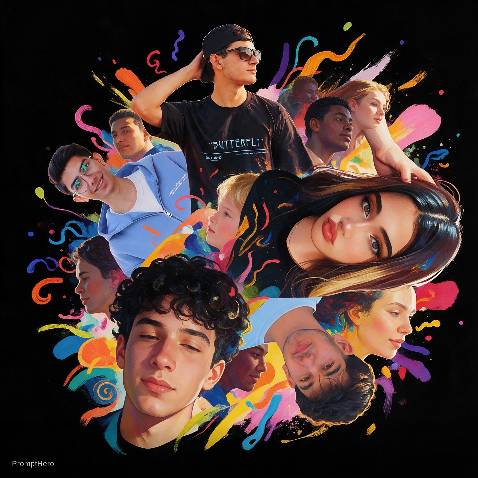 صورة مولدة بالذكاء الاصطناعي: Seedream 5 prompt: A collage of diverse faces, rendered in a vibrant,... (نموذج Seedream 5 - فن مفاهيمي)