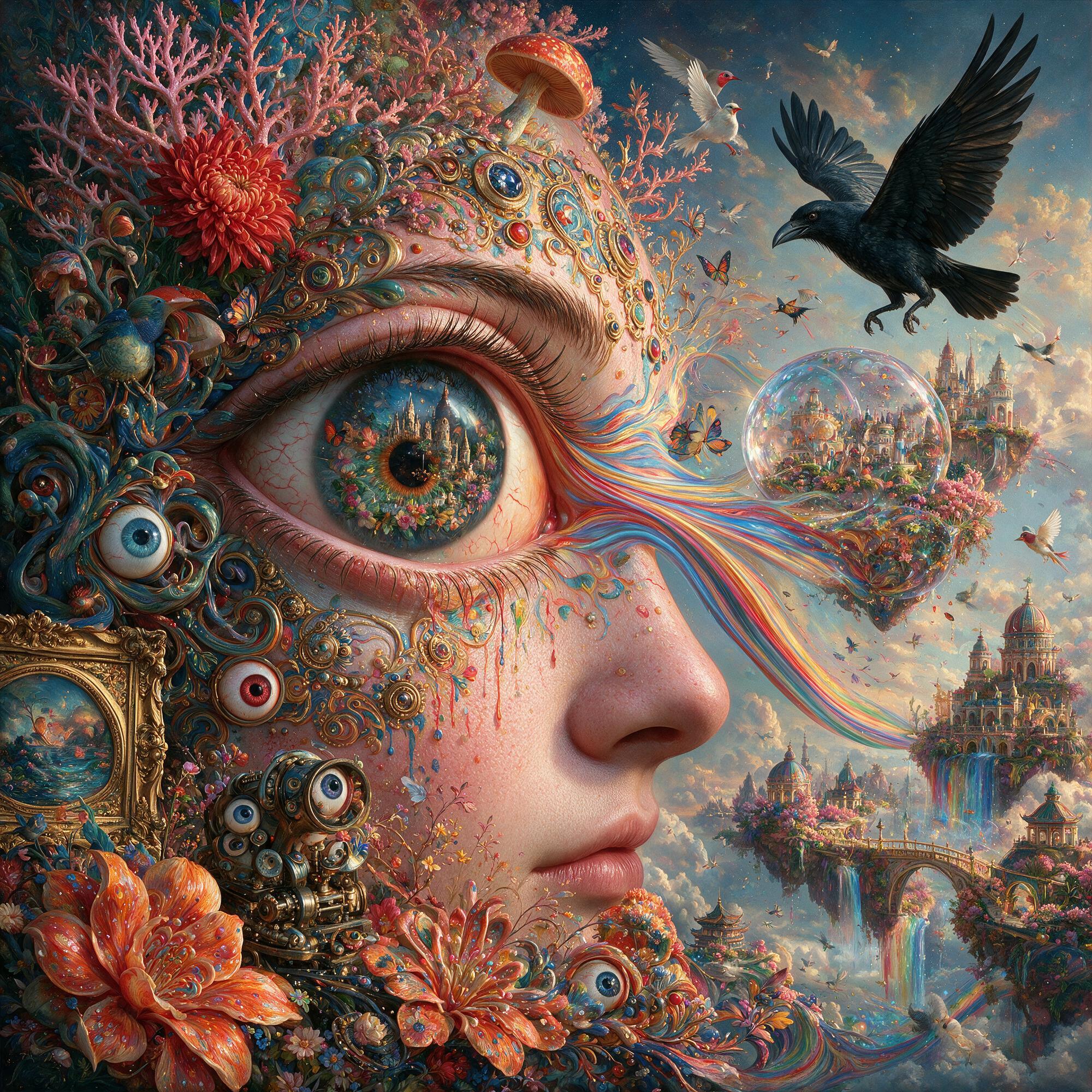 صورة مولدة بالذكاء الاصطناعي: Seedream 5 prompt: Surrealistic art in a way only AI and it's infinit... (نموذج Seedream 5 - فن مفاهيمي)