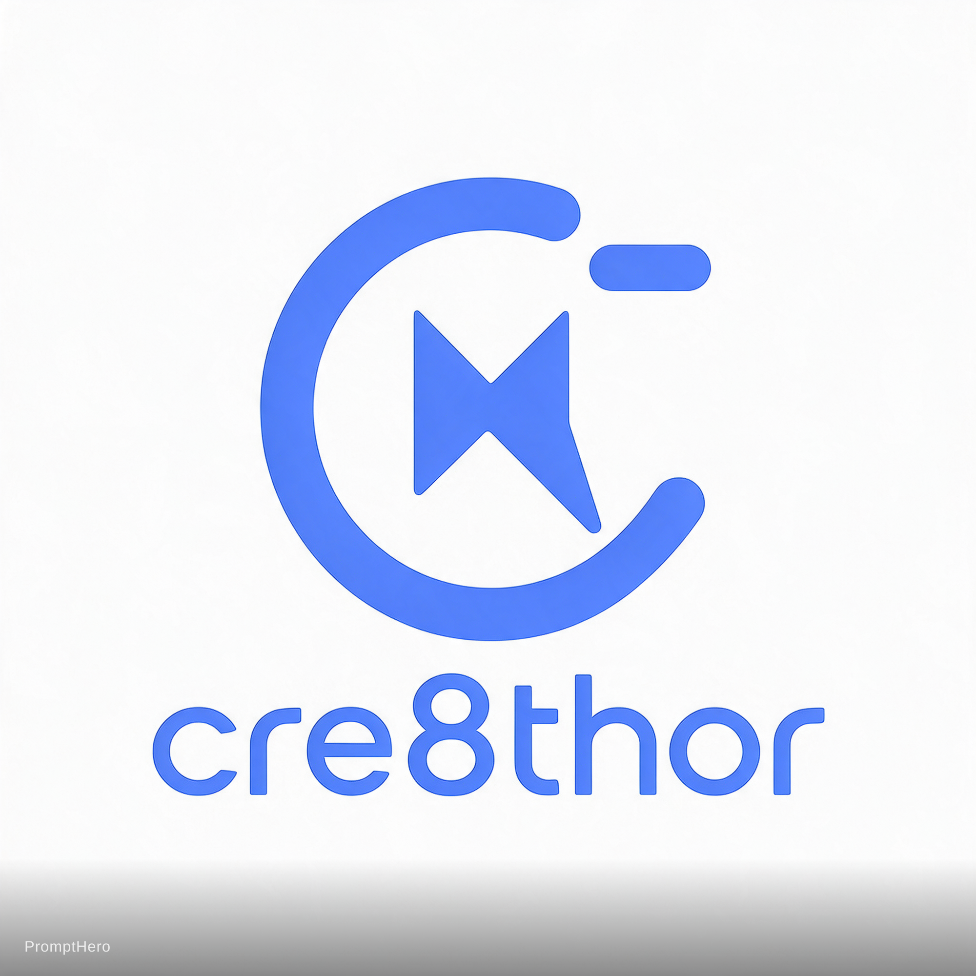 صورة مولدة بالذكاء الاصطناعي: أمر Seedream 5: شعار أزرق جميل. الاسم هو cre8thor (نموذج Seedream 5 - شعارات وتصميم)