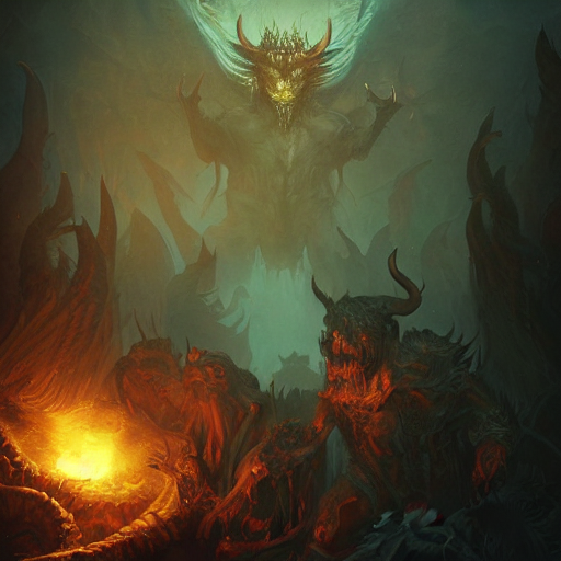 Stable Diffusion prompt: a open gate from hell is open, m...