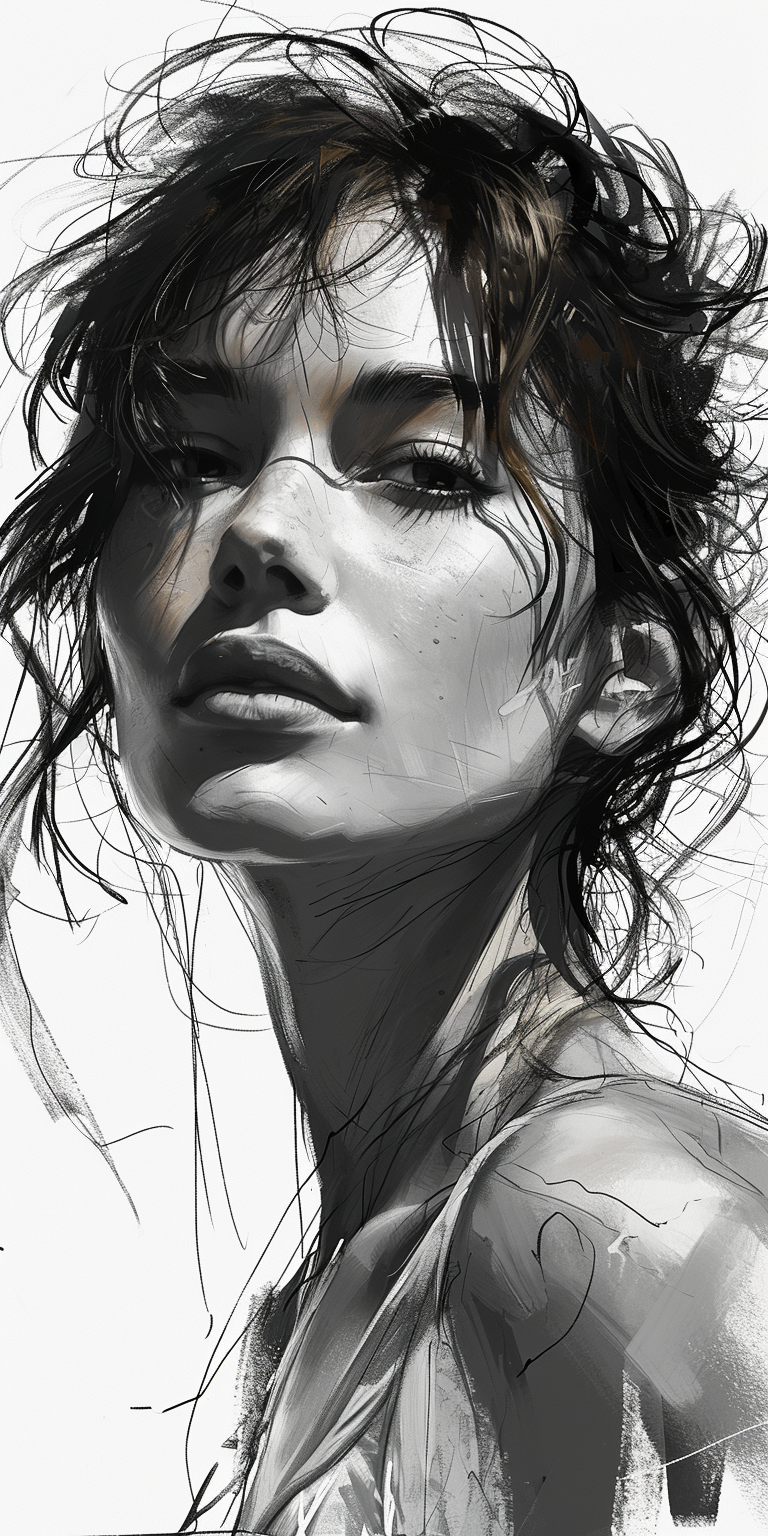 AI generated: Midjourney prompt: minimalist, very basic, simplified continuous line... (Midjourney - Portraits)