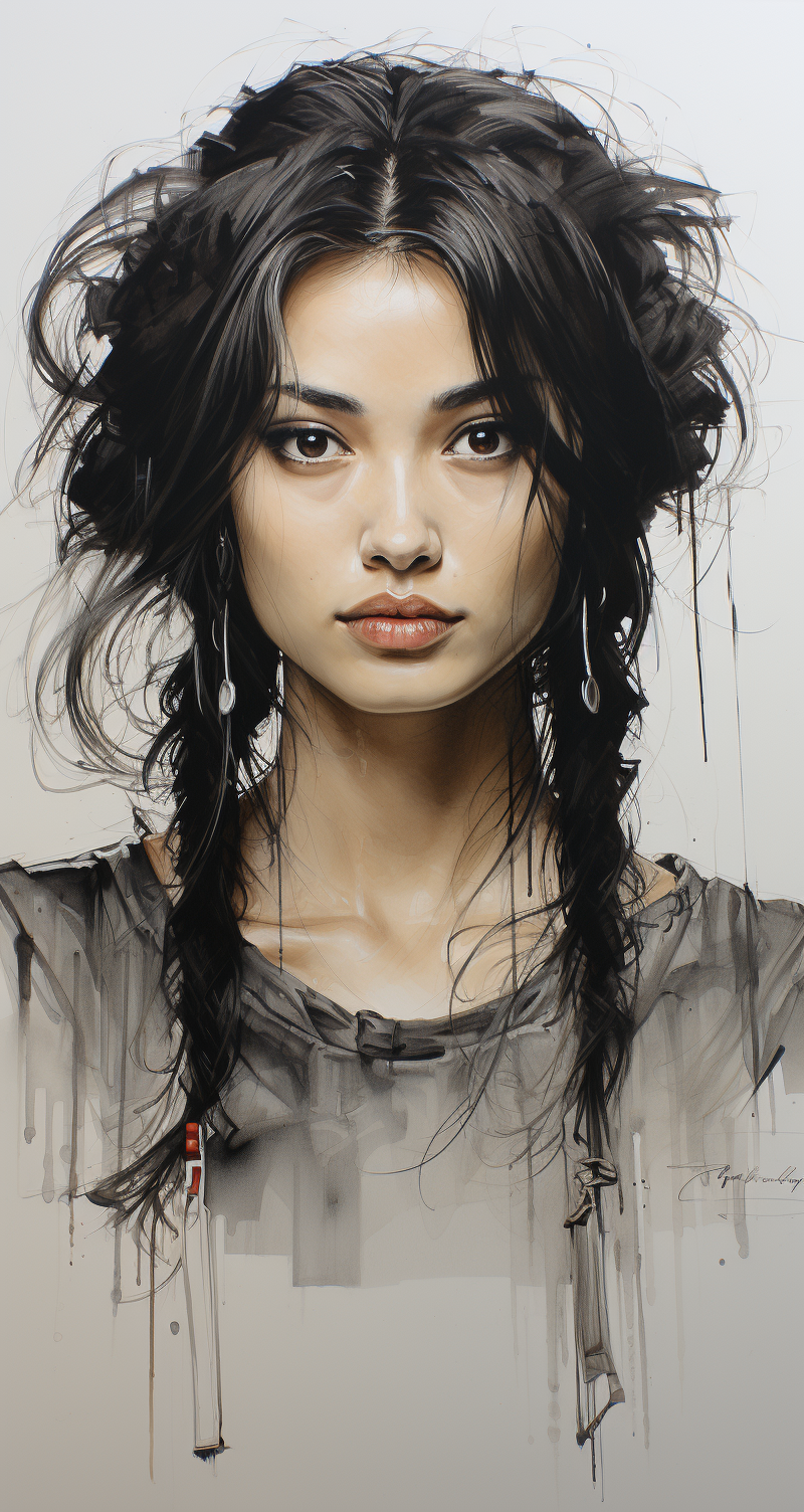 AI generated: Midjourney prompt: sketch of a stunning Japanese woman, face only --a... (Midjourney - Portraits)