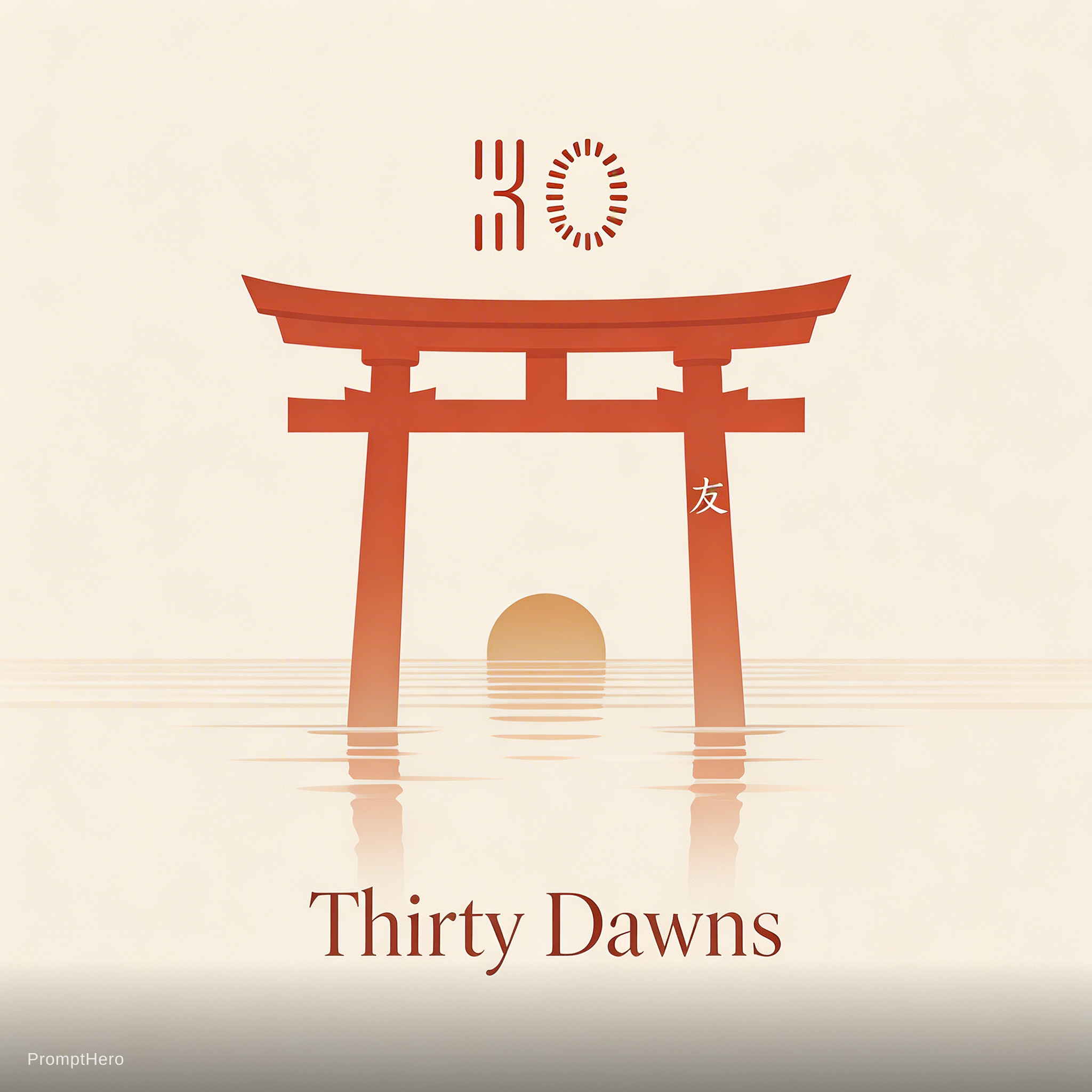 صورة مولدة بالذكاء الاصطناعي: Seedream 5 prompt: Thirty Dawns Logo Concept: Torii Gate & Counting ... (نموذج Seedream 5 - شعارات وتصميم)