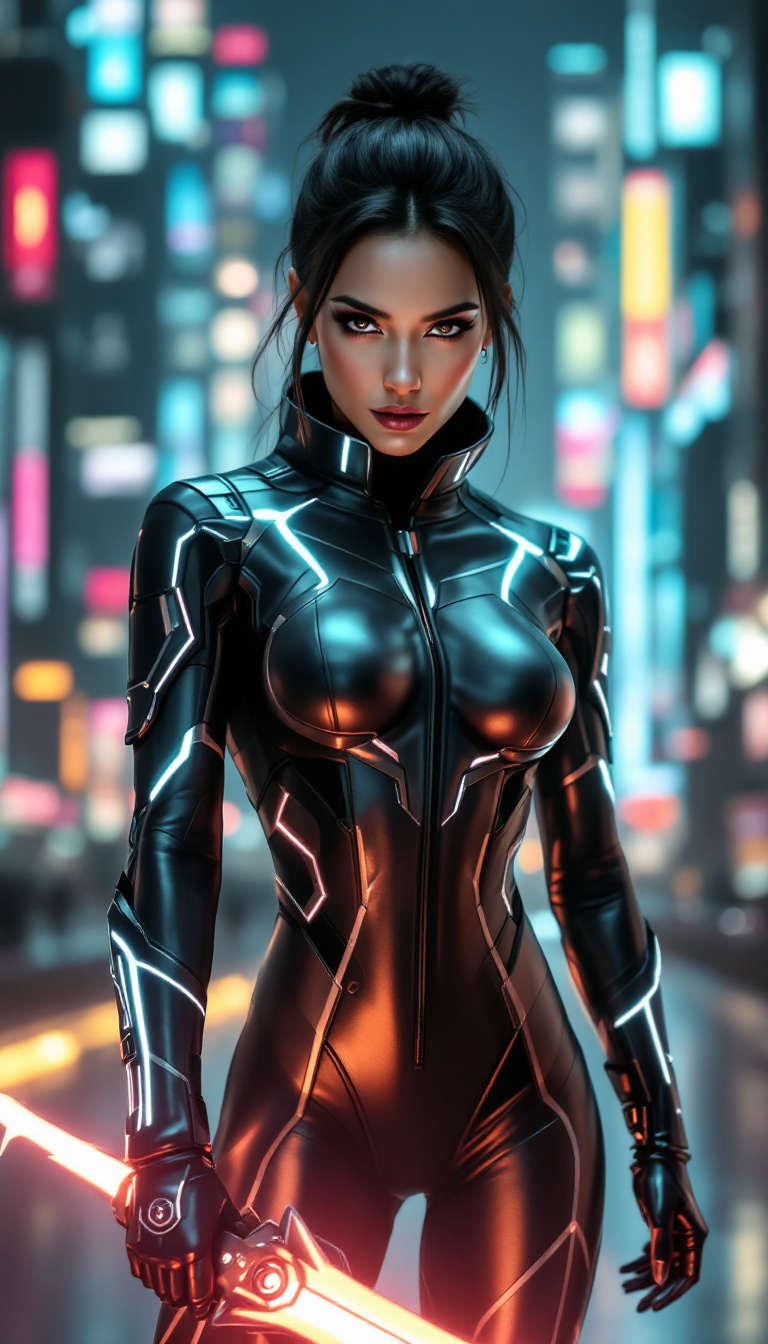FLUX prompt: A mysterious portrait of an alluring woman, her ga... - FLUX