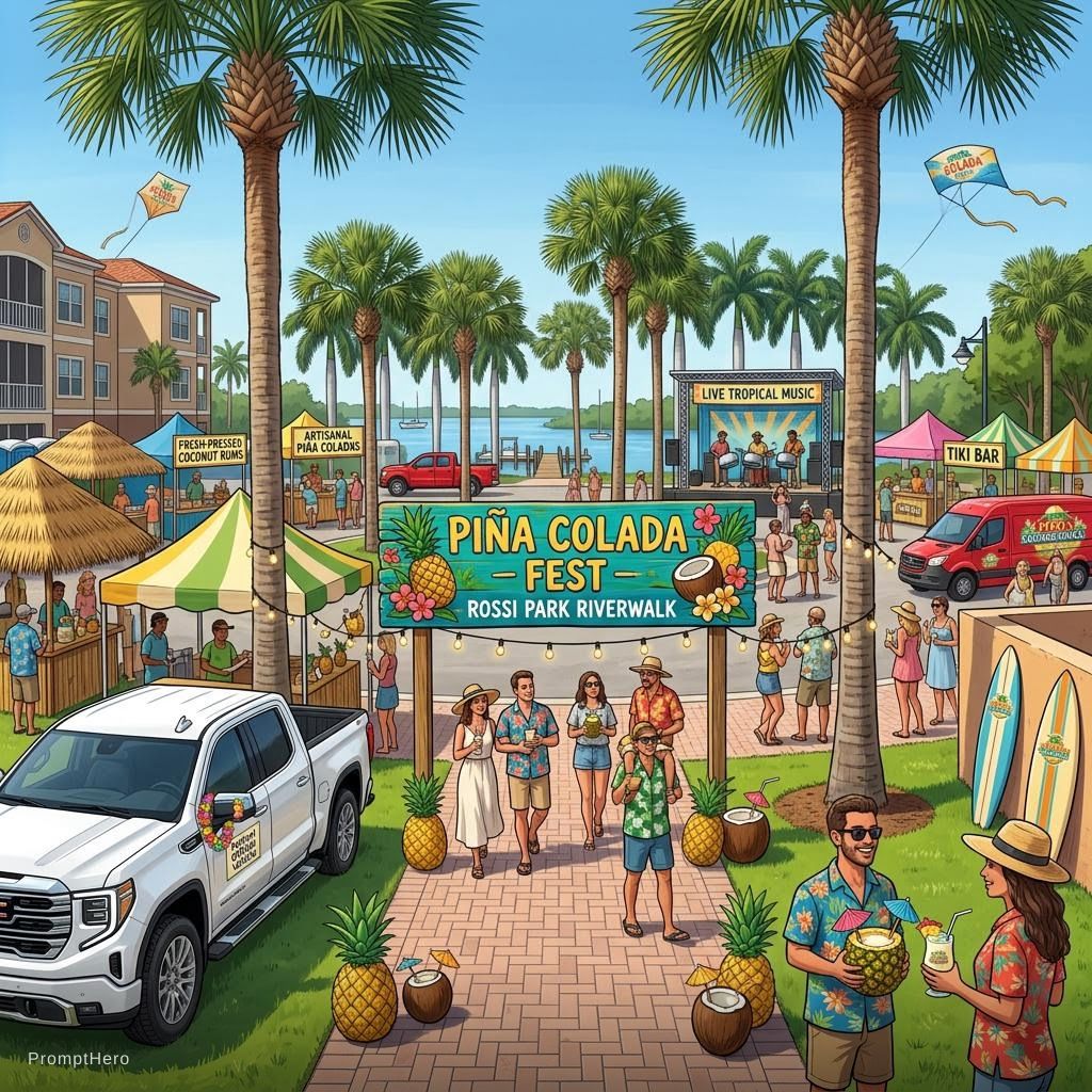 Nano Banana prompt: pina colada fest at a riverwalk park
