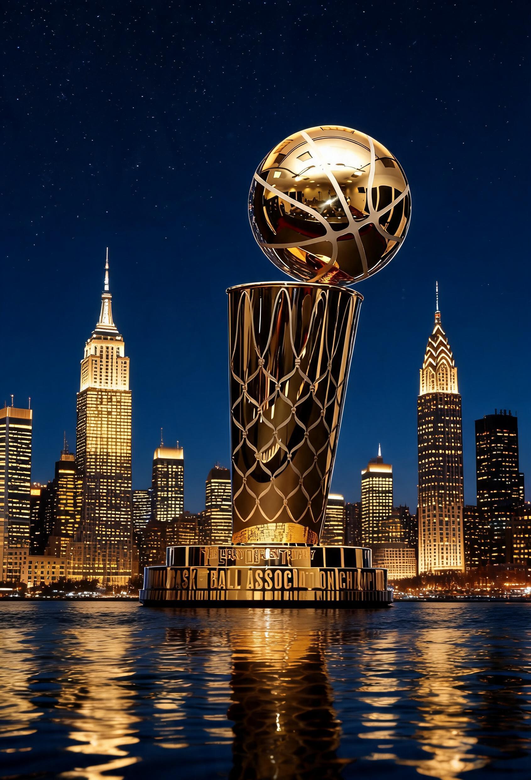 صورة مولدة بالذكاء الاصطناعي: Seedream 5 prompt: Add a gold new york skyline around the trophy same... (نموذج Seedream 5 - مناظر طبيعية)