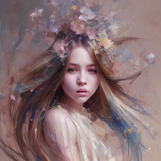 صورة مولدة بالذكاء الاصطناعي: Openjourney prompt: an image of a girl with long hair, in the style of... (نموذج Openjourney - صور شخصية)