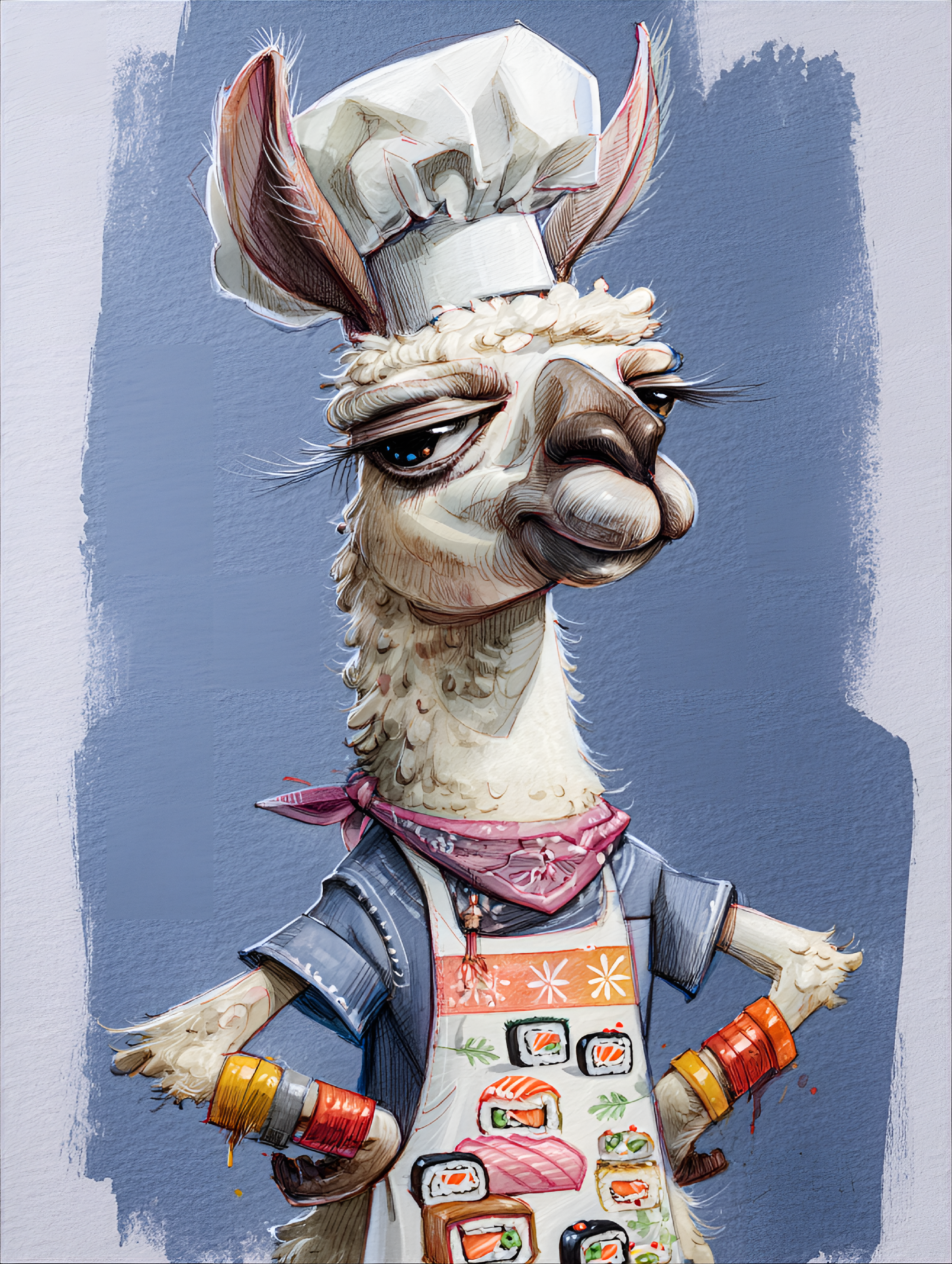 Midjourney prompt: funny caricature, llama animal caricature, young a... - Midjourney