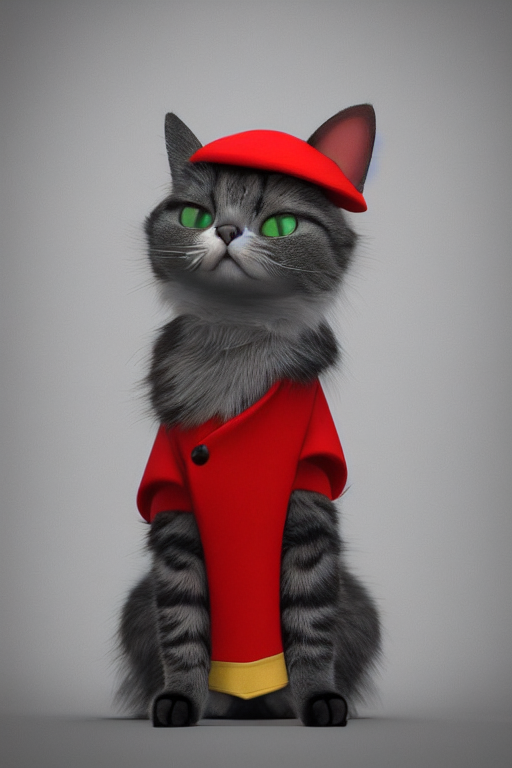 Stable Diffusion prompt: a cat wearing a red and green fo...