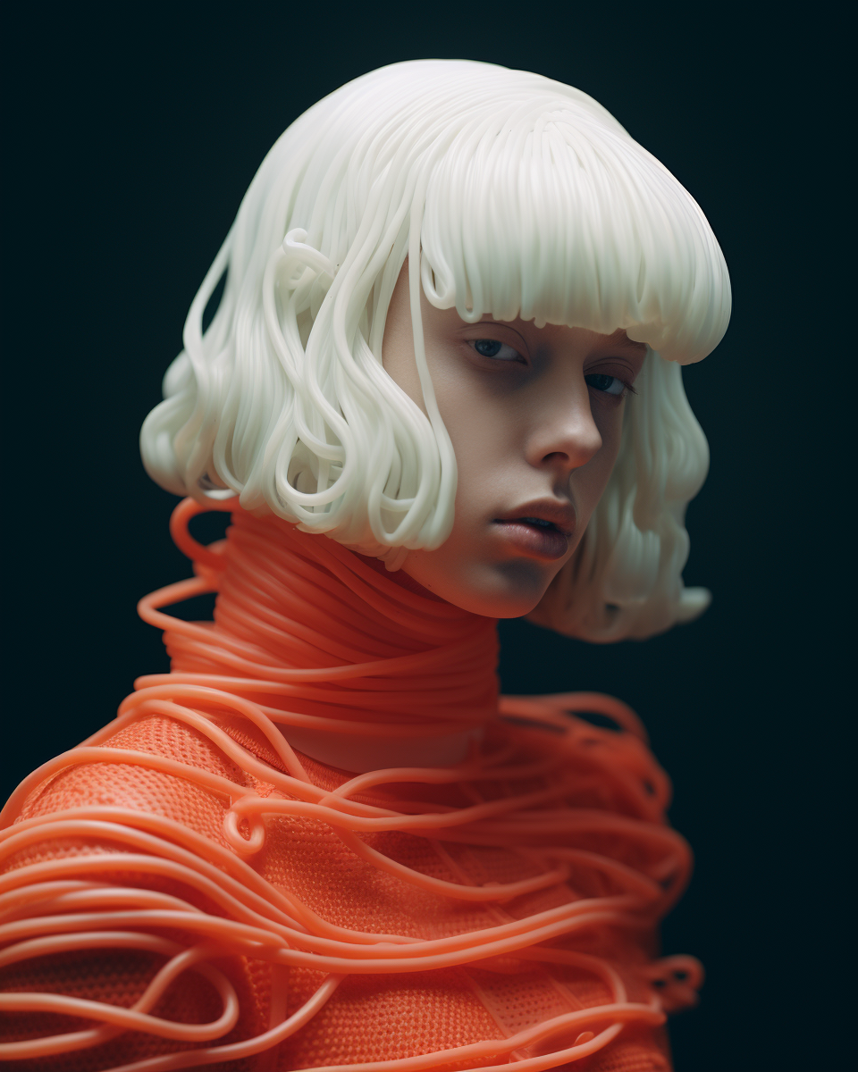 AI generated: Midjourney prompt: a close up of a person wearing a wig, by Andrei Ko... (Midjourney - Portraits)