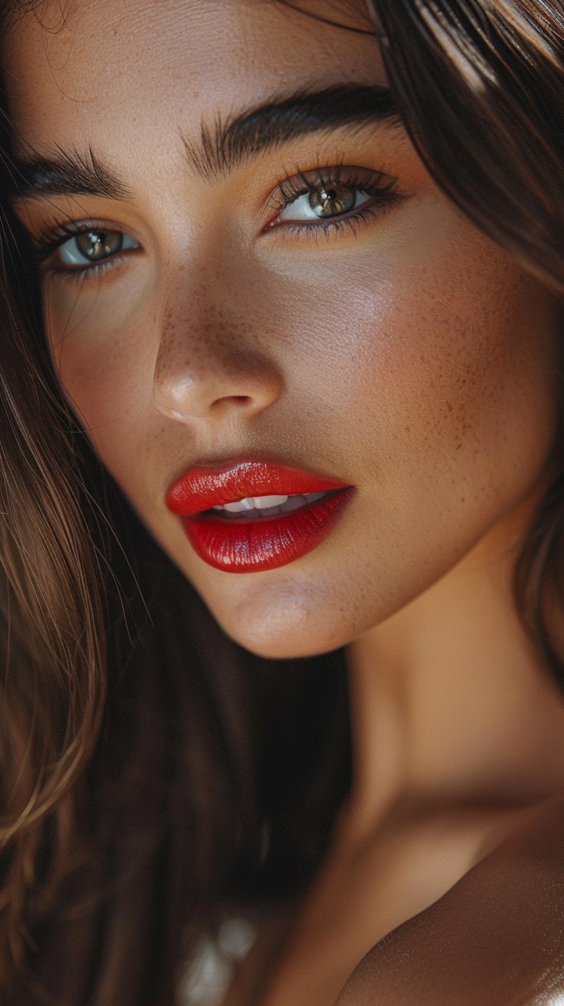 AI generated: Midjourney prompt: a closeup shot of a spanish fashion model looking ... (Midjourney - Portraits)