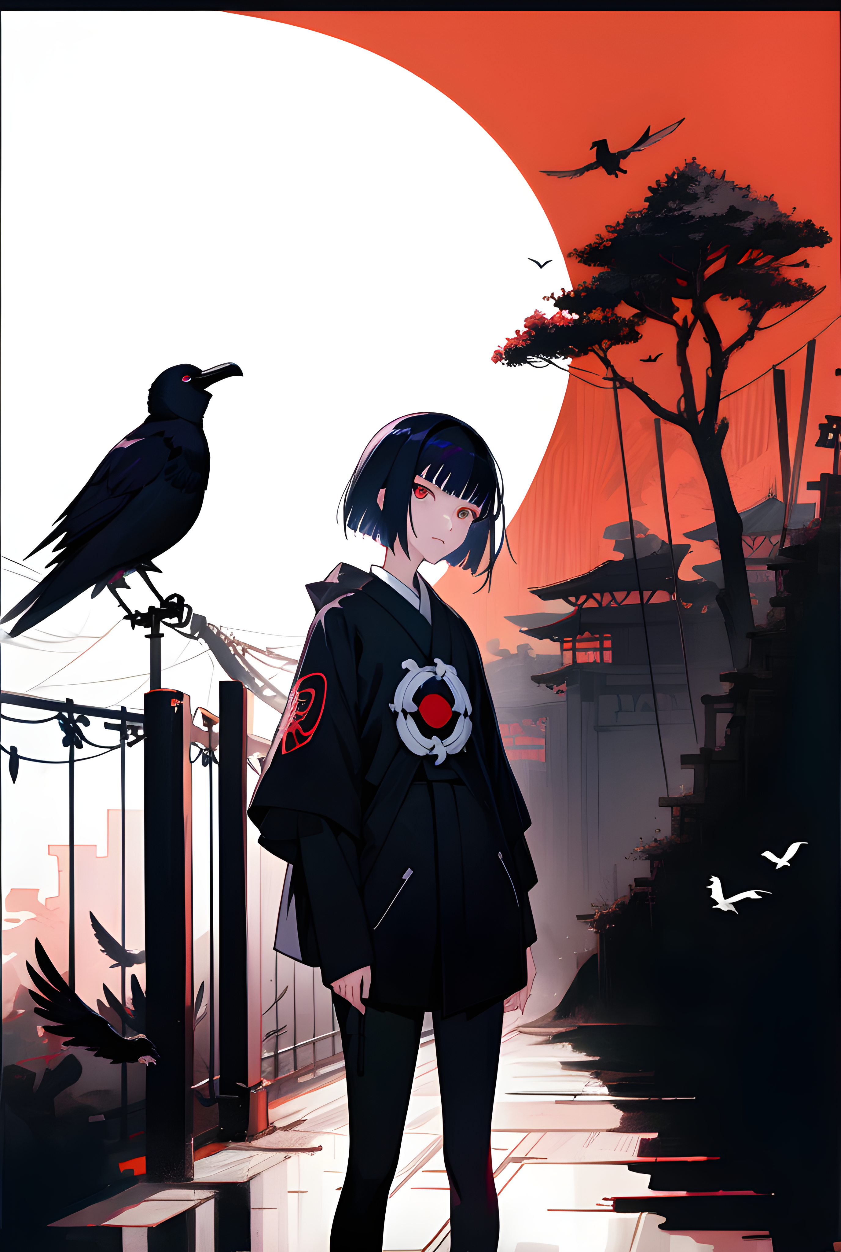 DreamShaper prompt: a person standing next to a bird on a fence, by Ji... - DreamShaper