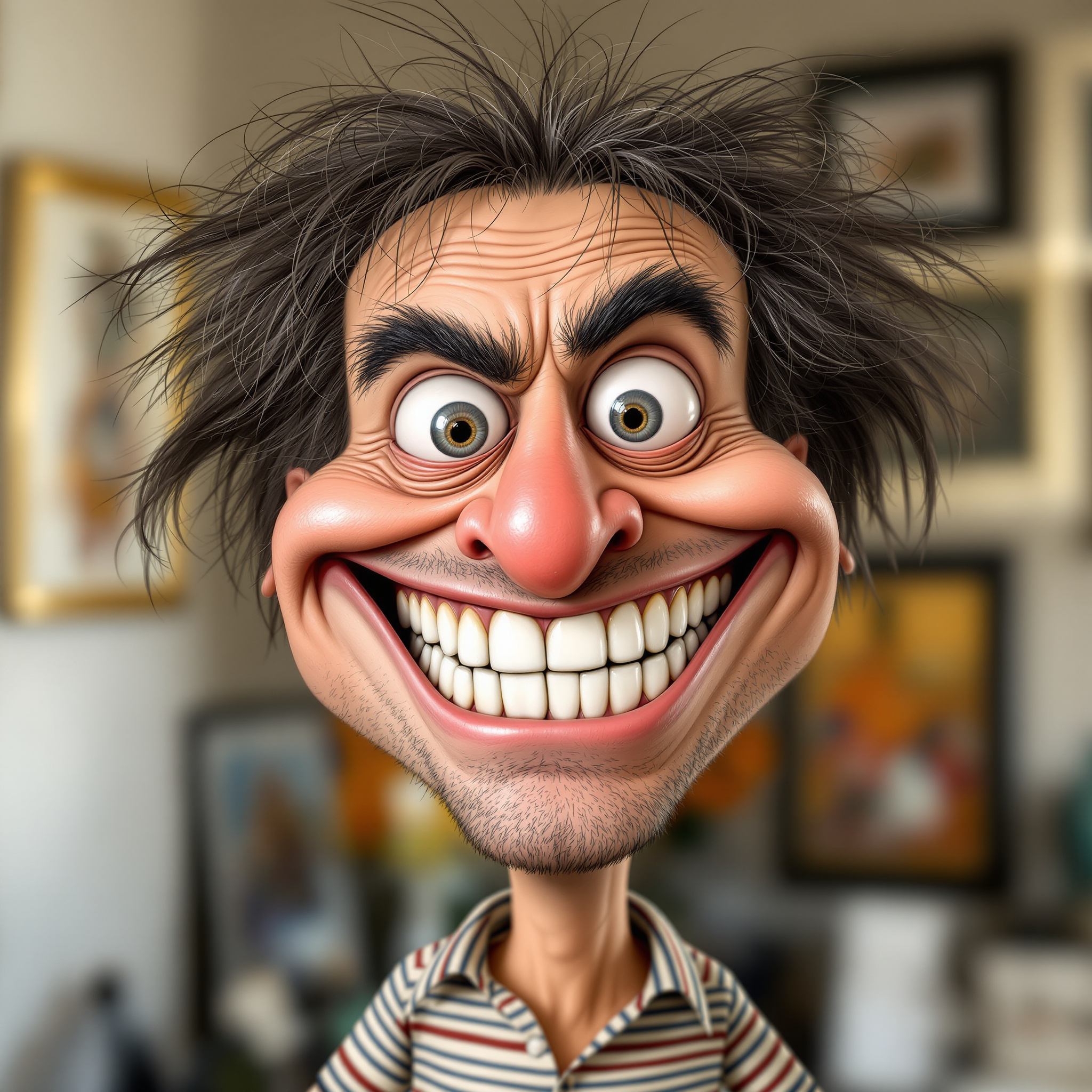 FLUX prompt: funny caricature, exaggerated cartoon human,...