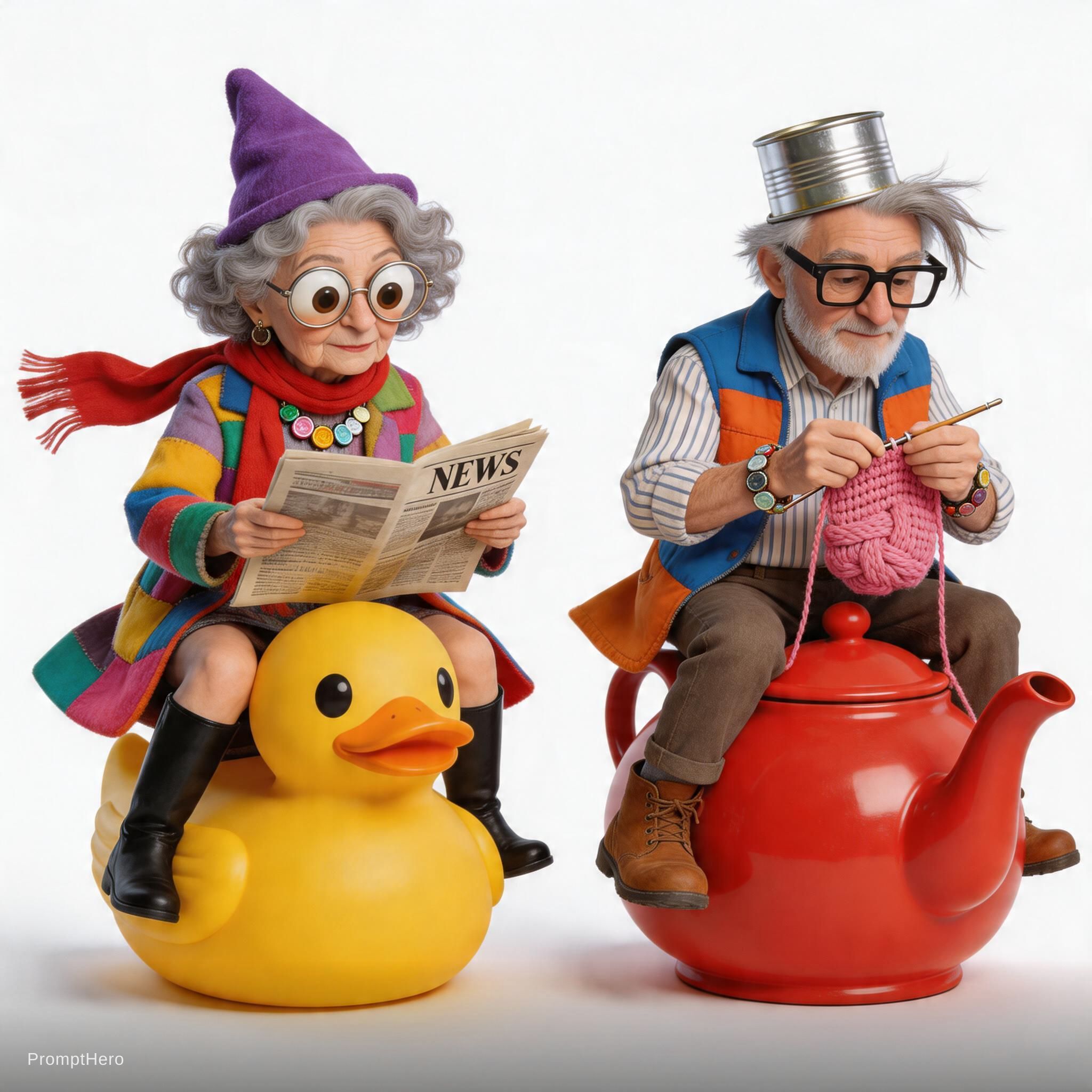 AI generated: Seedream 5 prompt: A series of images of eccentric grandparents sitti... (Seedream 5 - Concept Art)
