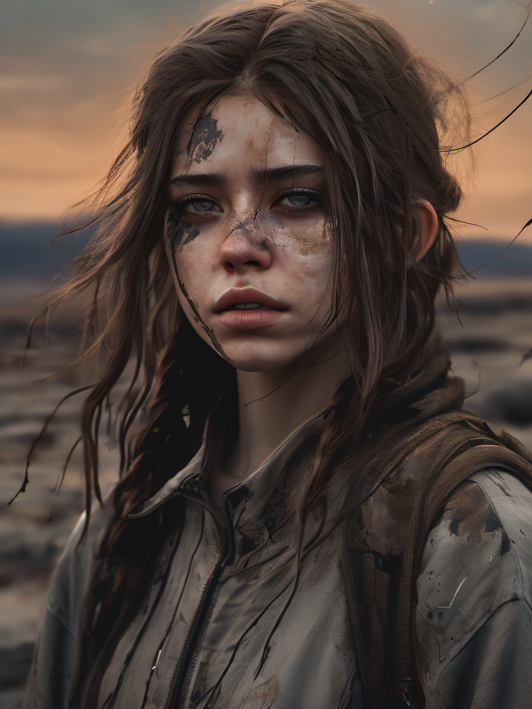AI generated: Stable Diffusion prompt: medium close up of a disfigured 17yo girl, a lost ... (Stable Diffusion - Photography)