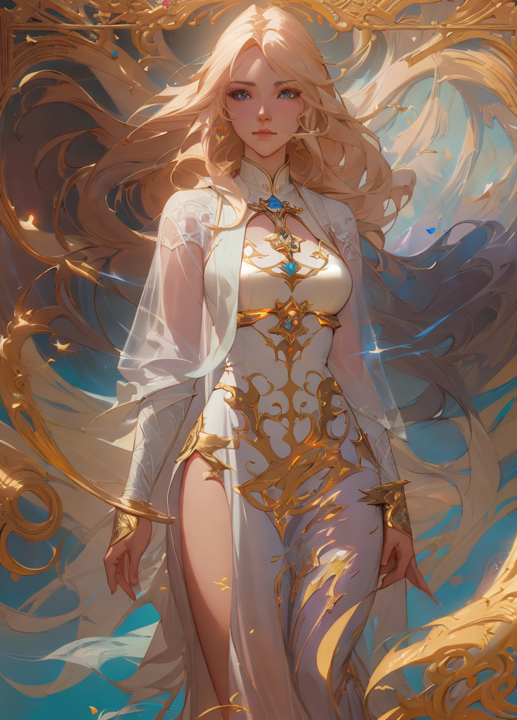 Counterfeit-V2.5 prompt: a painting of a woman with long blonde hair, elega... - Counterfeit-V2.5