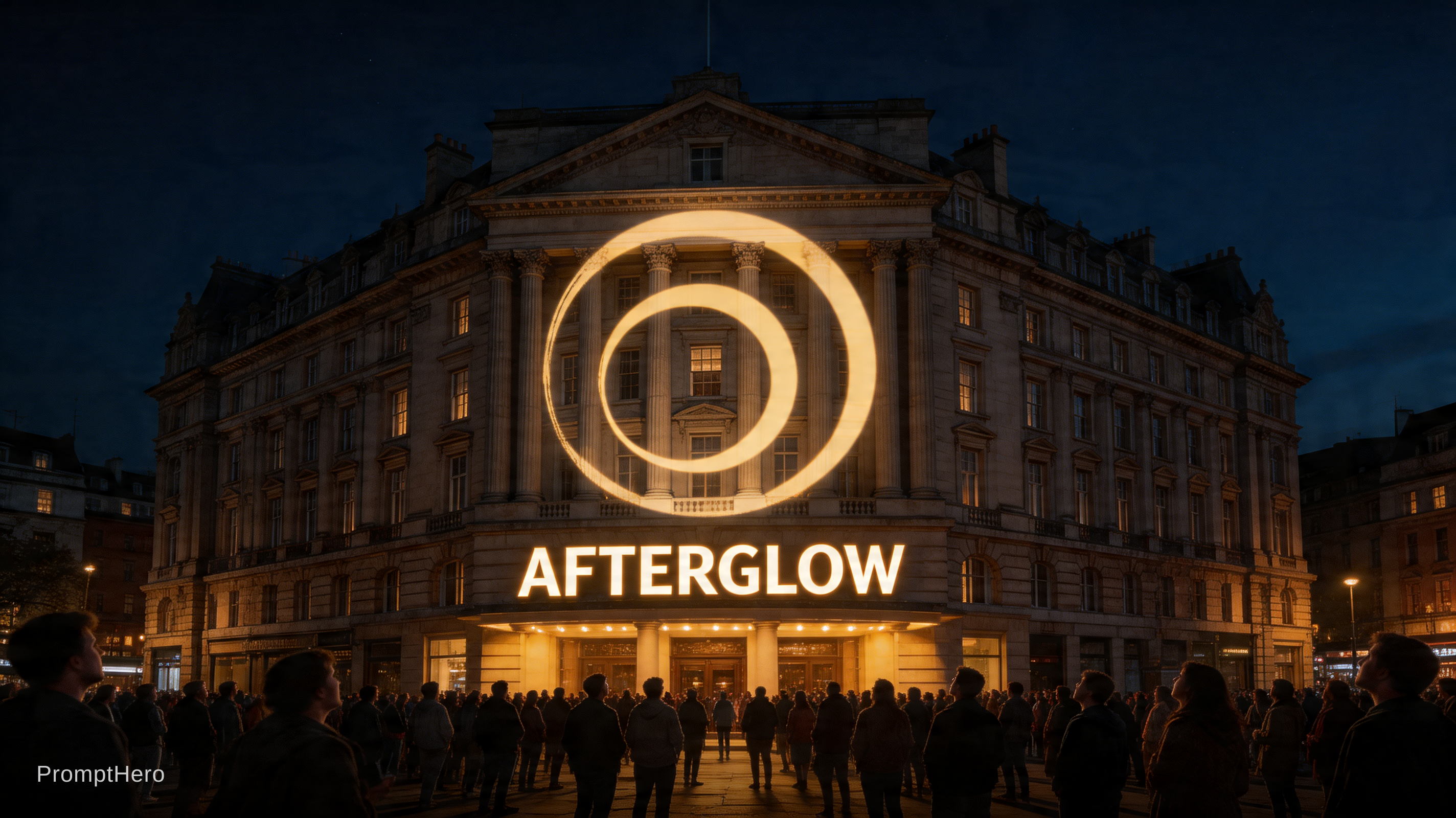 AI generated: Seedream 5 prompt: A cinematic wide photograph at night of the Queen'... (Seedream 5 - Architecture)
