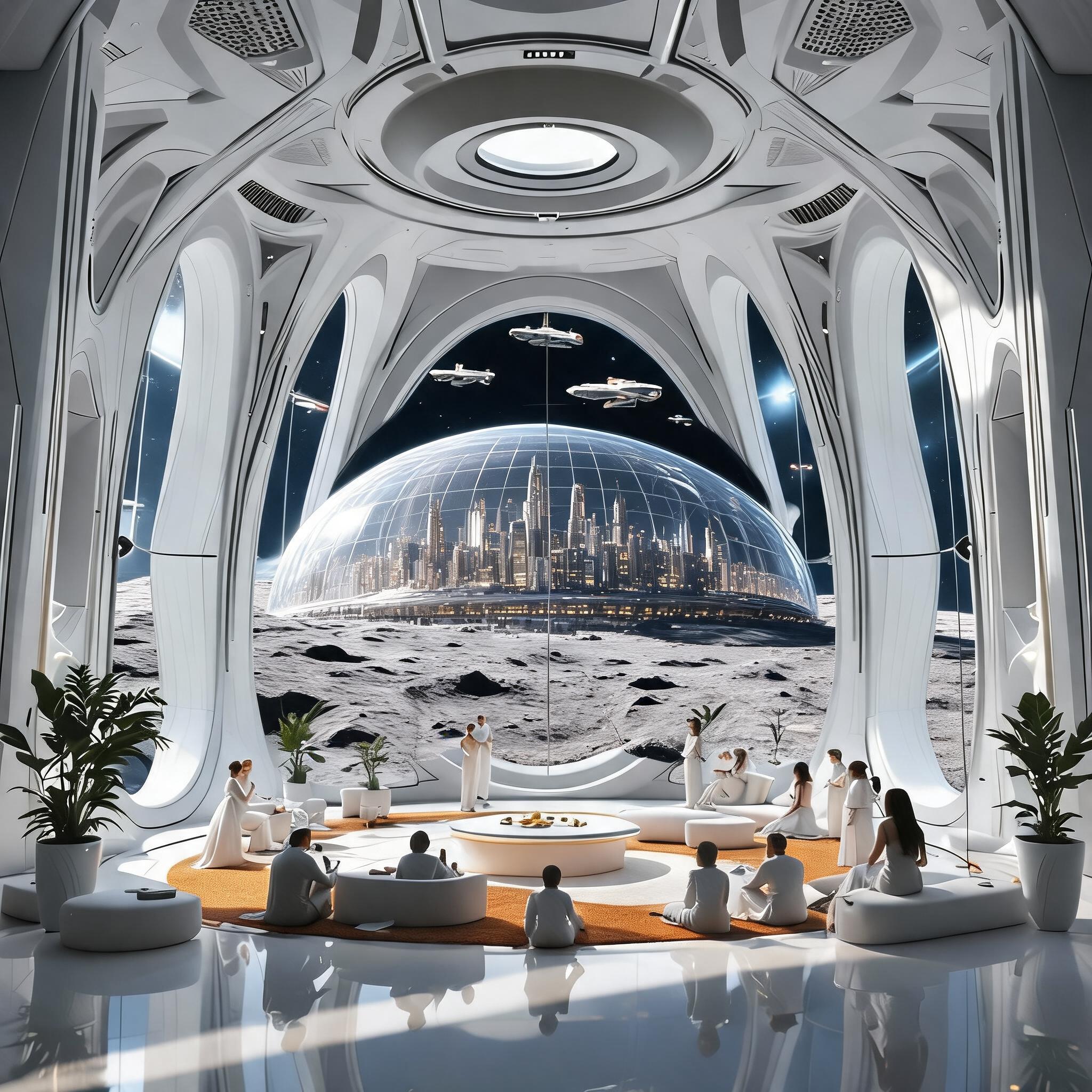 صورة مولدة بالذكاء الاصطناعي: Seedream 5 prompt: Create an image of a futuristic Enclosed Luna Cent... (نموذج Seedream 5 - فن مفاهيمي)