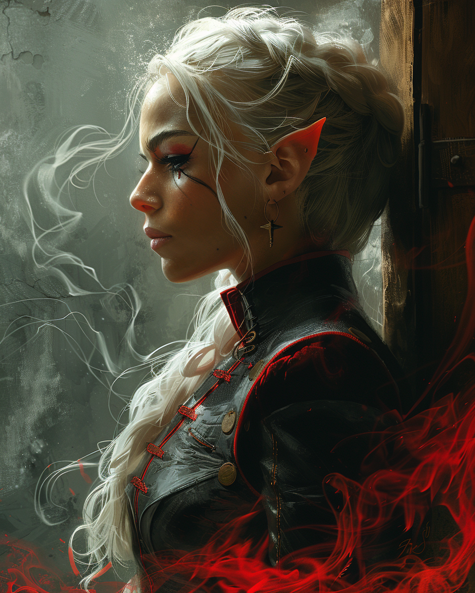 AI generated: Midjourney prompt: A fantasy D&D illustration of an elf with long whi... (Midjourney - Concept Art)