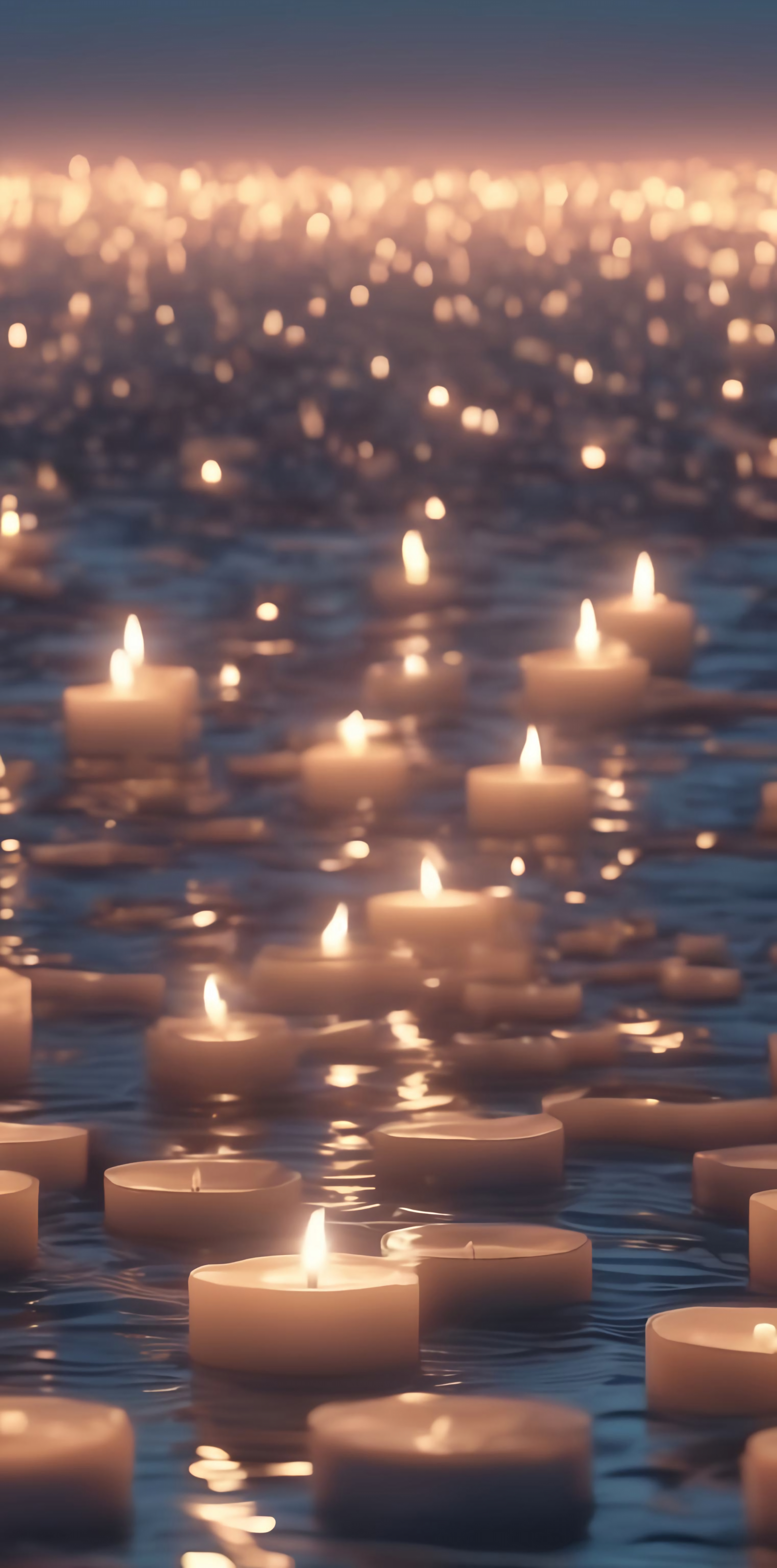 AI generated: Stable Diffusion prompt: Ocean of candles different forms, at the cold daw (Stable Diffusion - Photography)