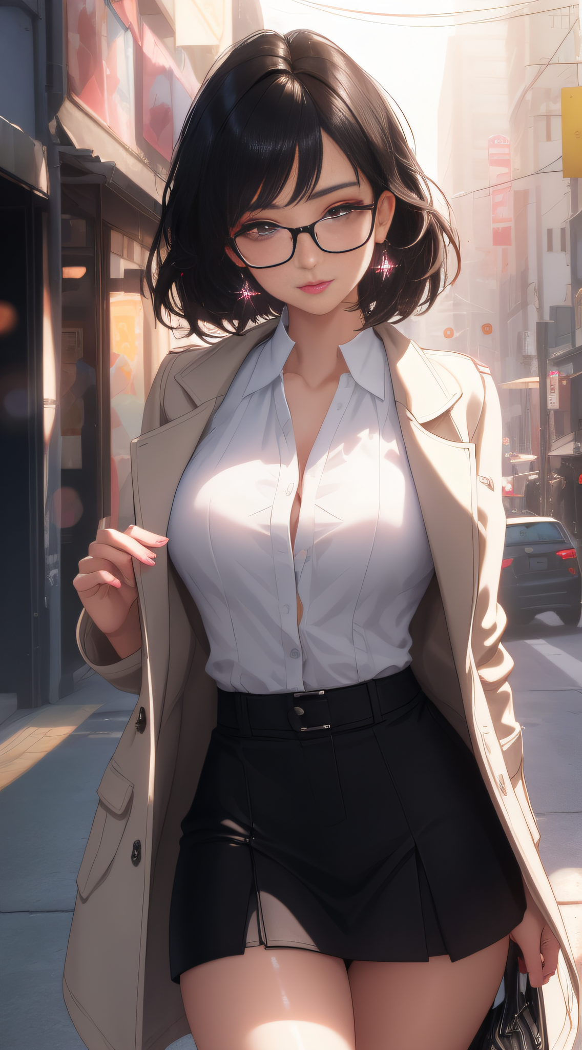 AI generated: MeinaMix prompt: mutual woman in neat dress, thick winter coat, top... (MeinaMix - Portraits)
