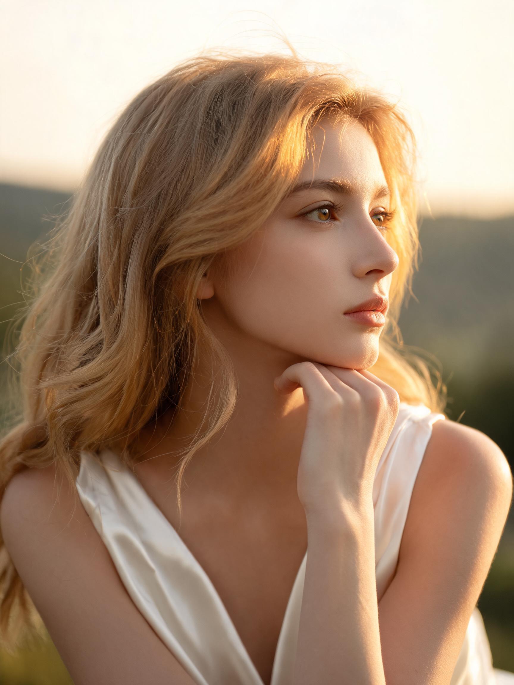 صورة مولدة بالذكاء الاصطناعي: Seedream 5 prompt: A cinematic, high-detail portrait of a young woman... (نموذج Seedream 5 - صور شخصية)