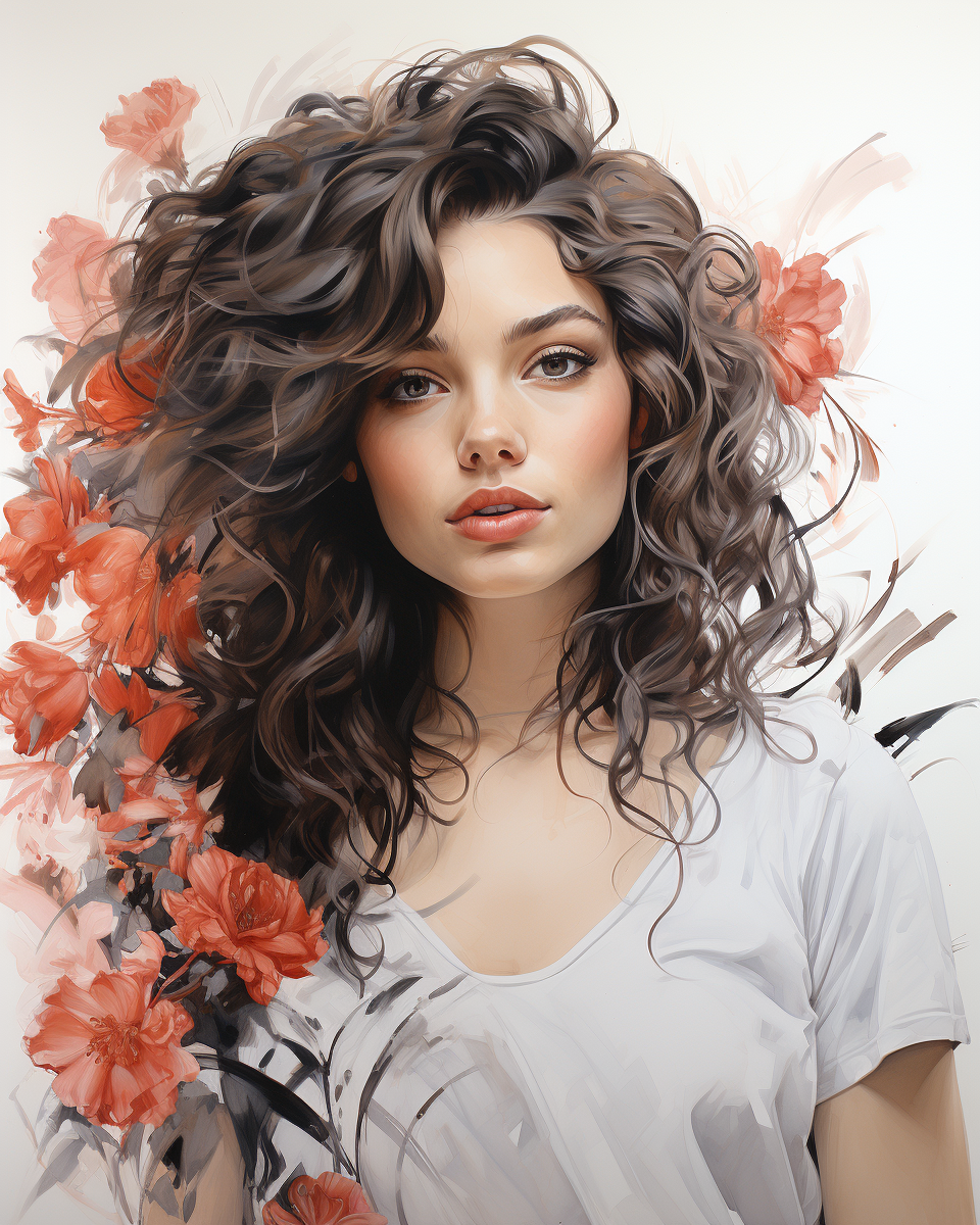 صورة مولدة بالذكاء الاصطناعي: Midjourney prompt: a black and white drawing of a beautiful girl, in ... (نموذج Midjourney - صور شخصية)