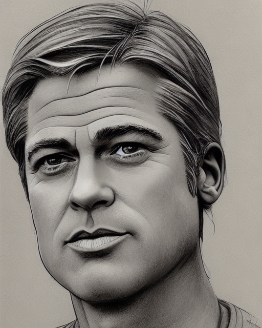 Stable Diffusion prompt: portrait of a mix of Brad Pitt a...