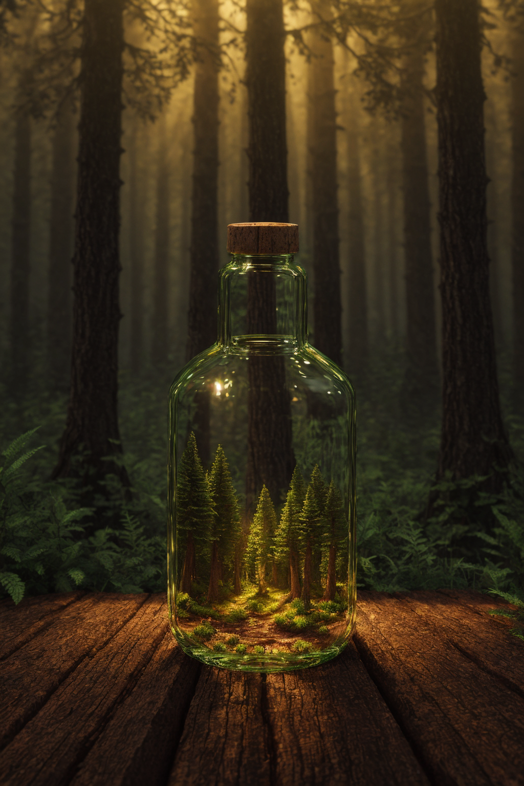 AI generated: Stable Diffusion prompt: (An intricate forest minitown landscape trapped in... (Stable Diffusion - Photography)