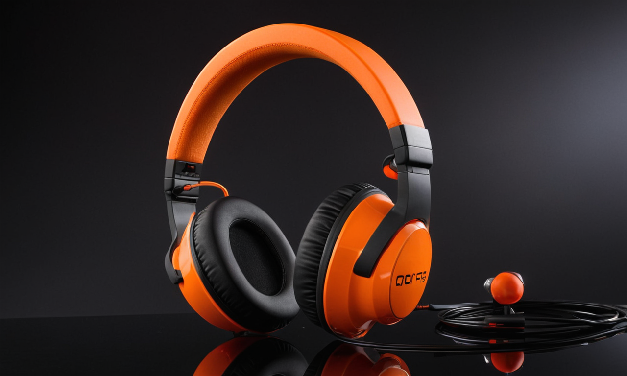 صورة مولدة بالذكاء الاصطناعي: Orange headphones with cabele (نموذج Stable Diffusion - فن مفاهيمي)
