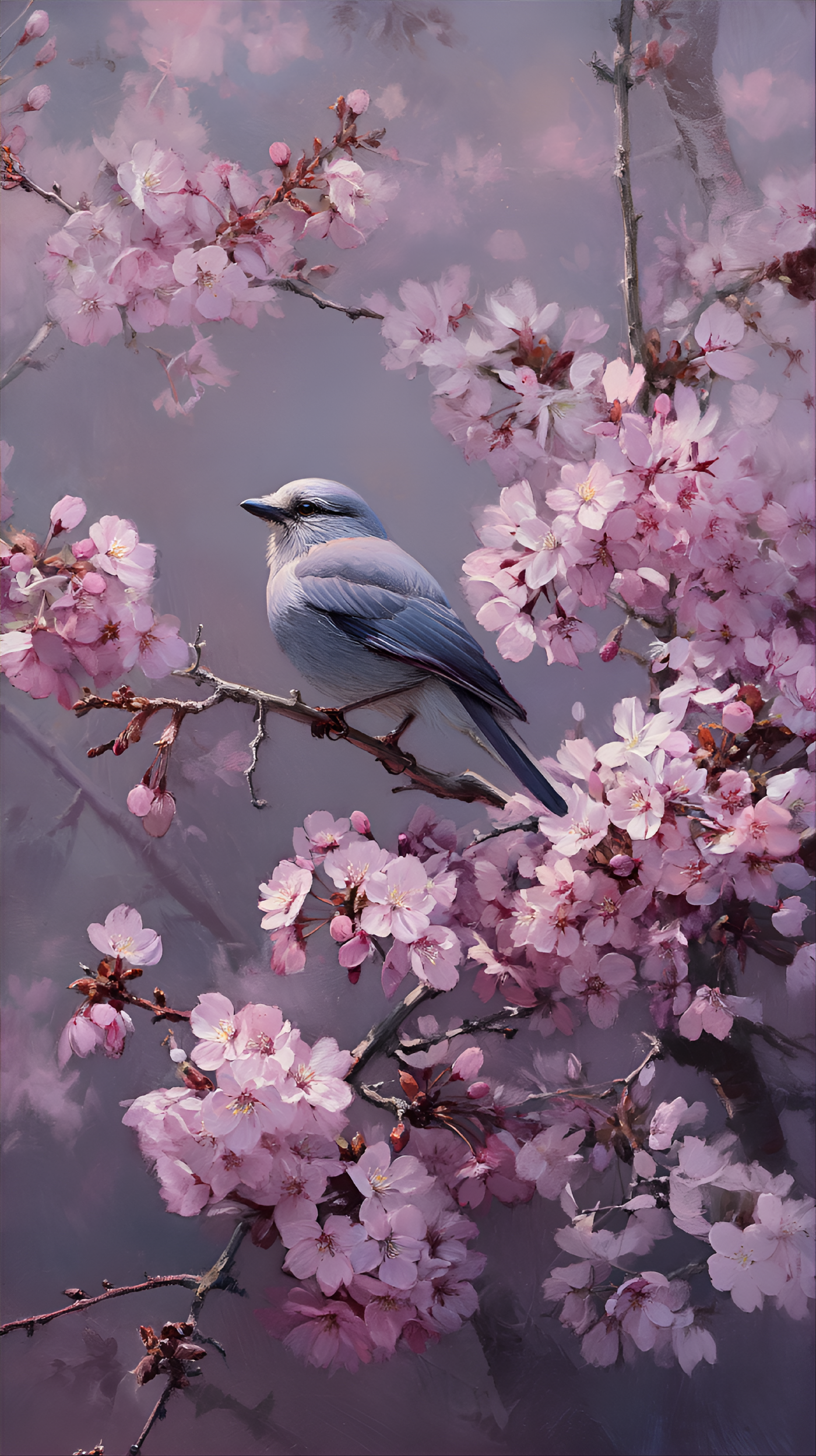 AI generated: Midjourney prompt: small, light-purple-gray and blue bird, seemingly ... (Midjourney - Animals & Nature)