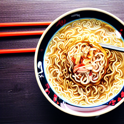 صورة مولدة بالذكاء الاصطناعي: Stable Diffusion prompt: Instant noodle, instant ramen, noodle, cup ramen, ... (نموذج Stable Diffusion - طعام ومشروبات)