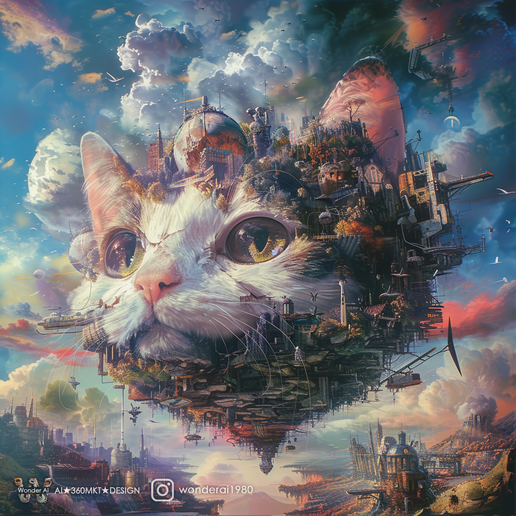 AI generated: Cat's castle in the sky (Midjourney - Photography)