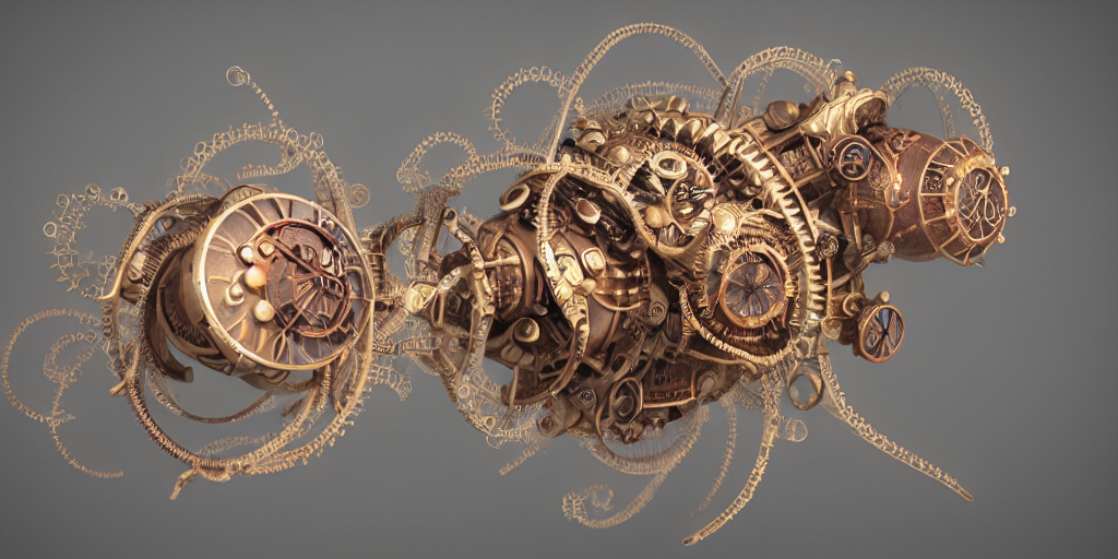 Stable Diffusion prompt: steampunk jellyfish, extreme det...