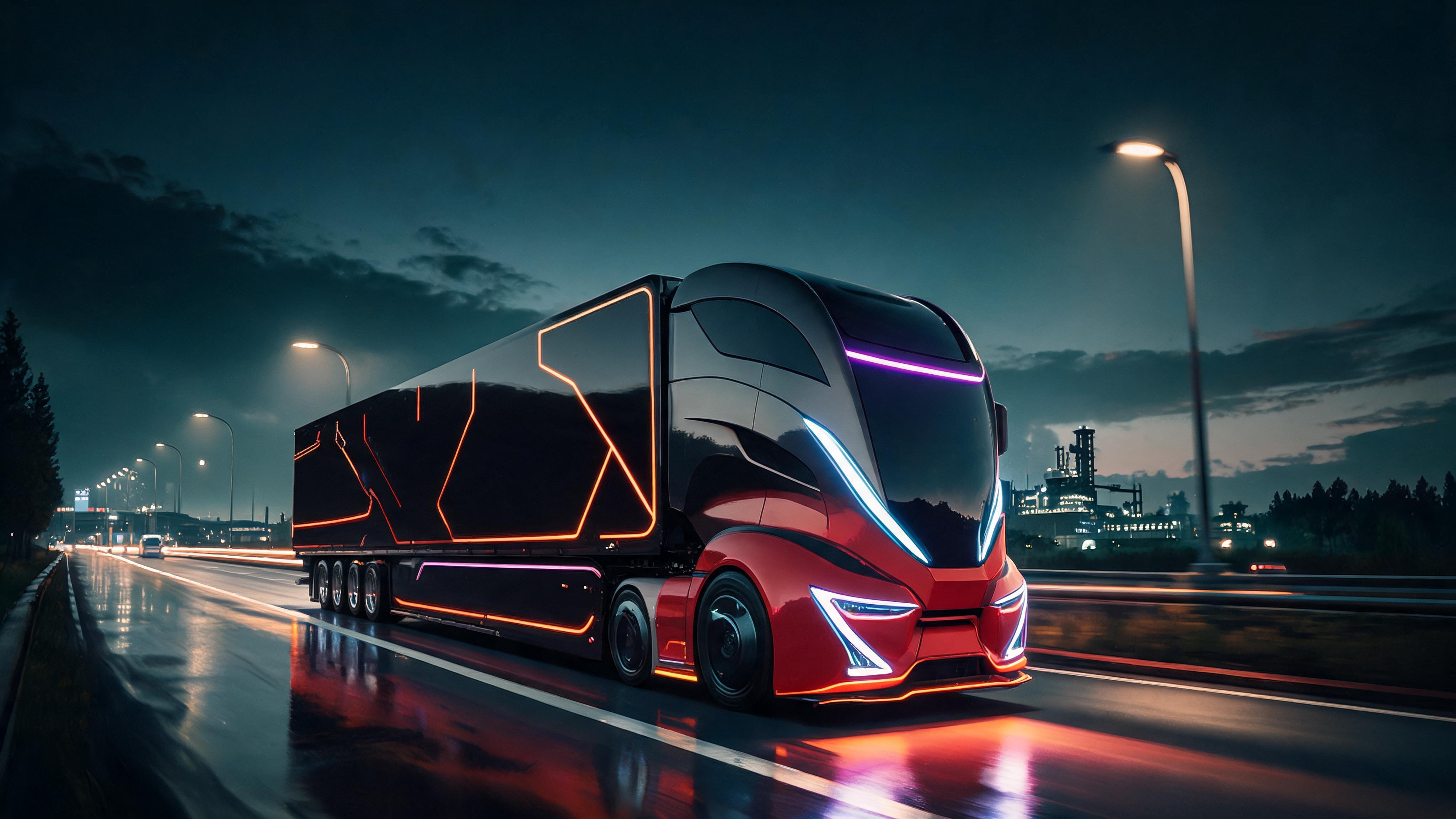 AI generated: Seedream 5 prompt: Create a unique, futuristic semi-truck by combinin... (Seedream 5 - 3D Art & CGI)