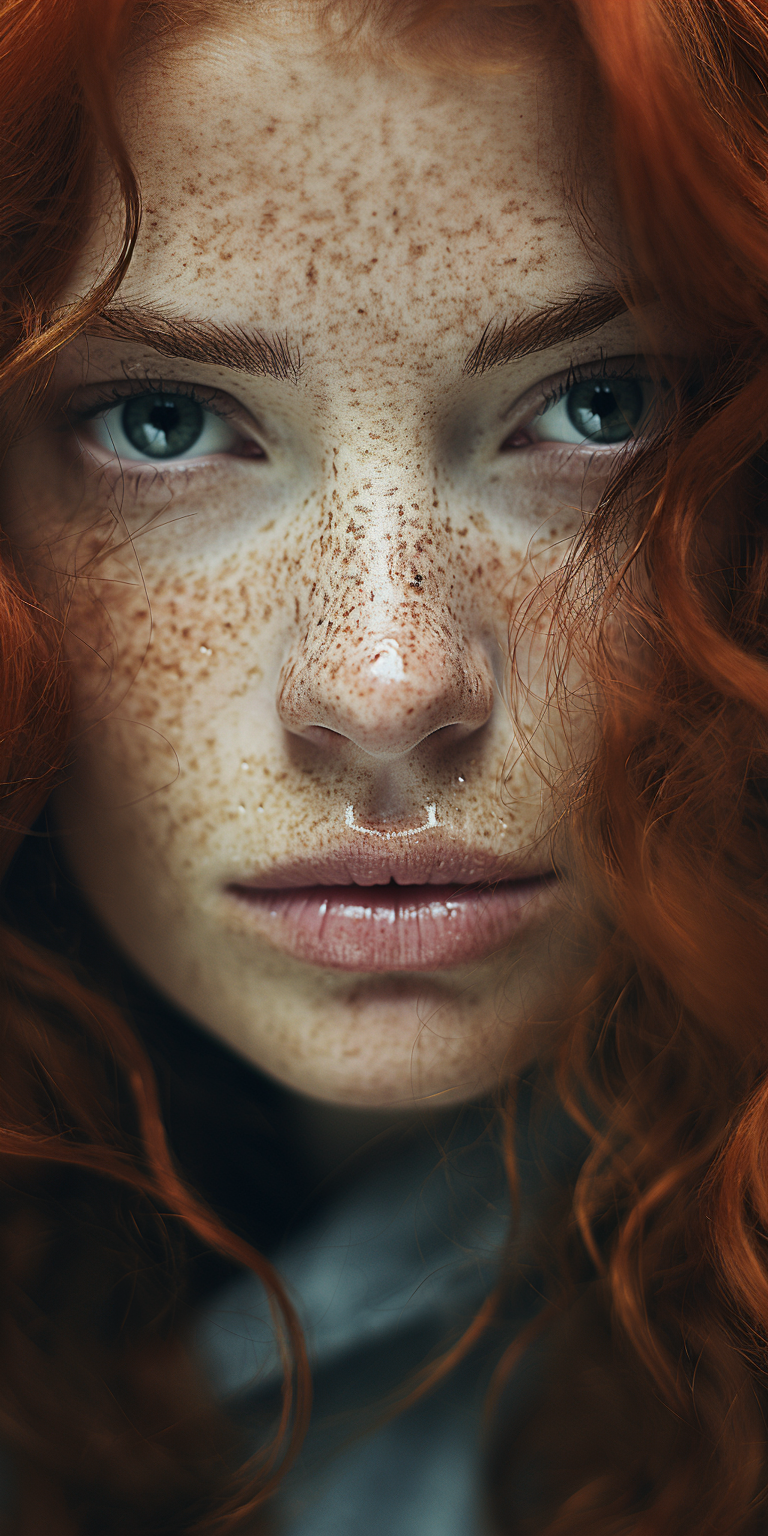 Midjourney prompt: grunge style photograph of ginger female instagram... - Midjourney