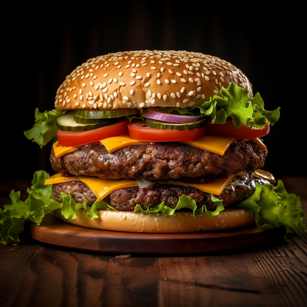 AI generated: Midjourney prompt: Thin burger, realistic photo (without tomato or an... (Midjourney - Photography)