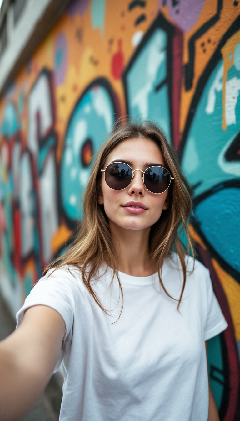 FLUX prompt: A young Caucasian woman with brown hair wearing su... - FLUX