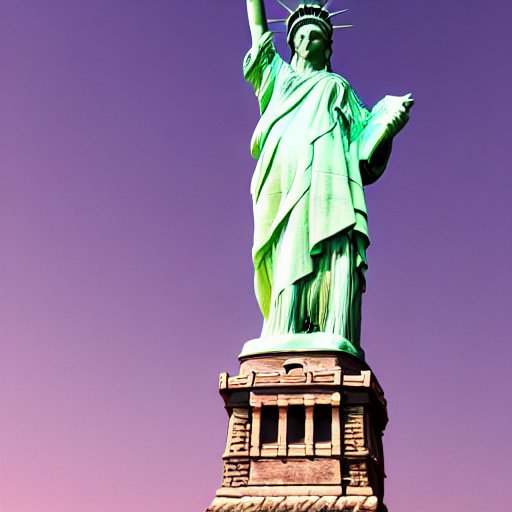Stable Diffusion prompt: Statue of Liberty wearing a pink...