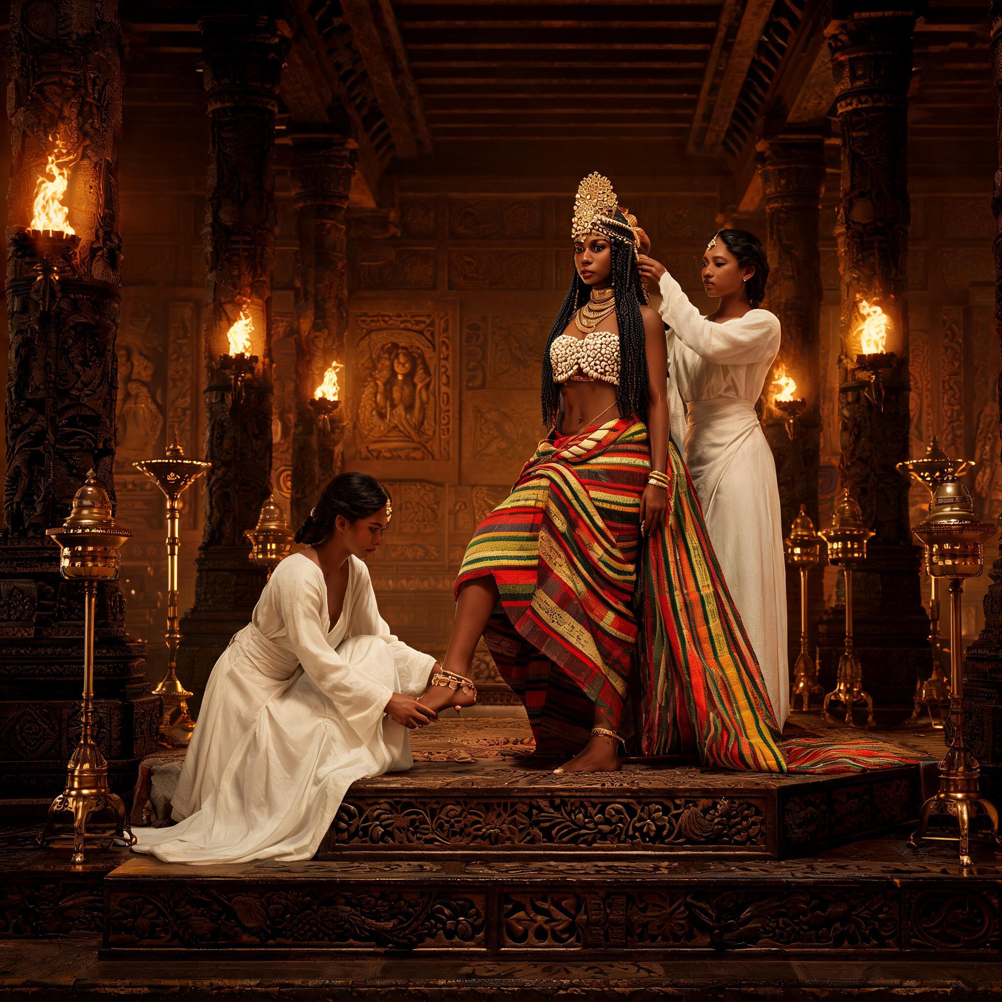 AI generated: Seedream 5 prompt: "A regal African princess stands elevated on an or... (Seedream 5 - Concept Art)